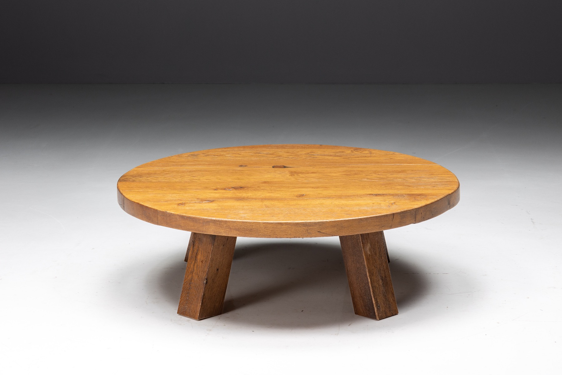 Vintage round coffee table in brutalist design from France