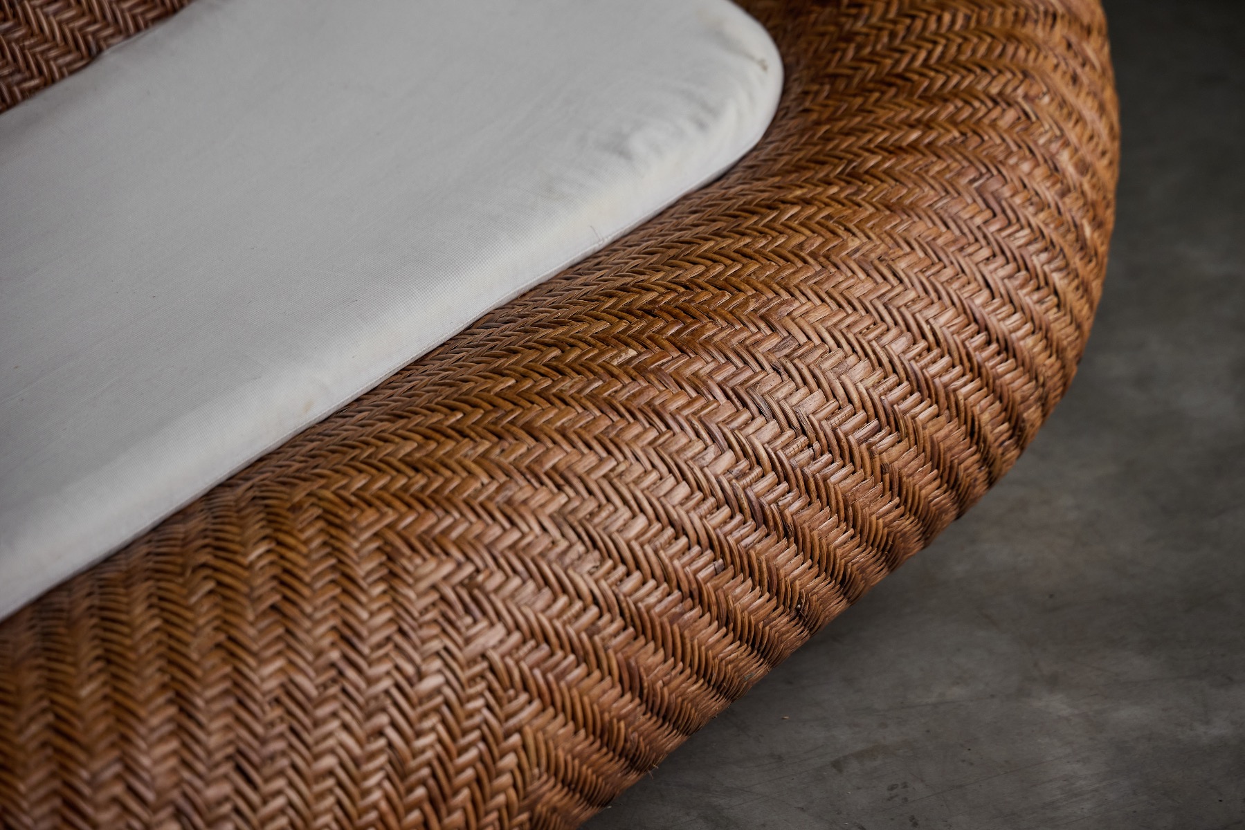 Vintage mid century wicker sofa with natural materials