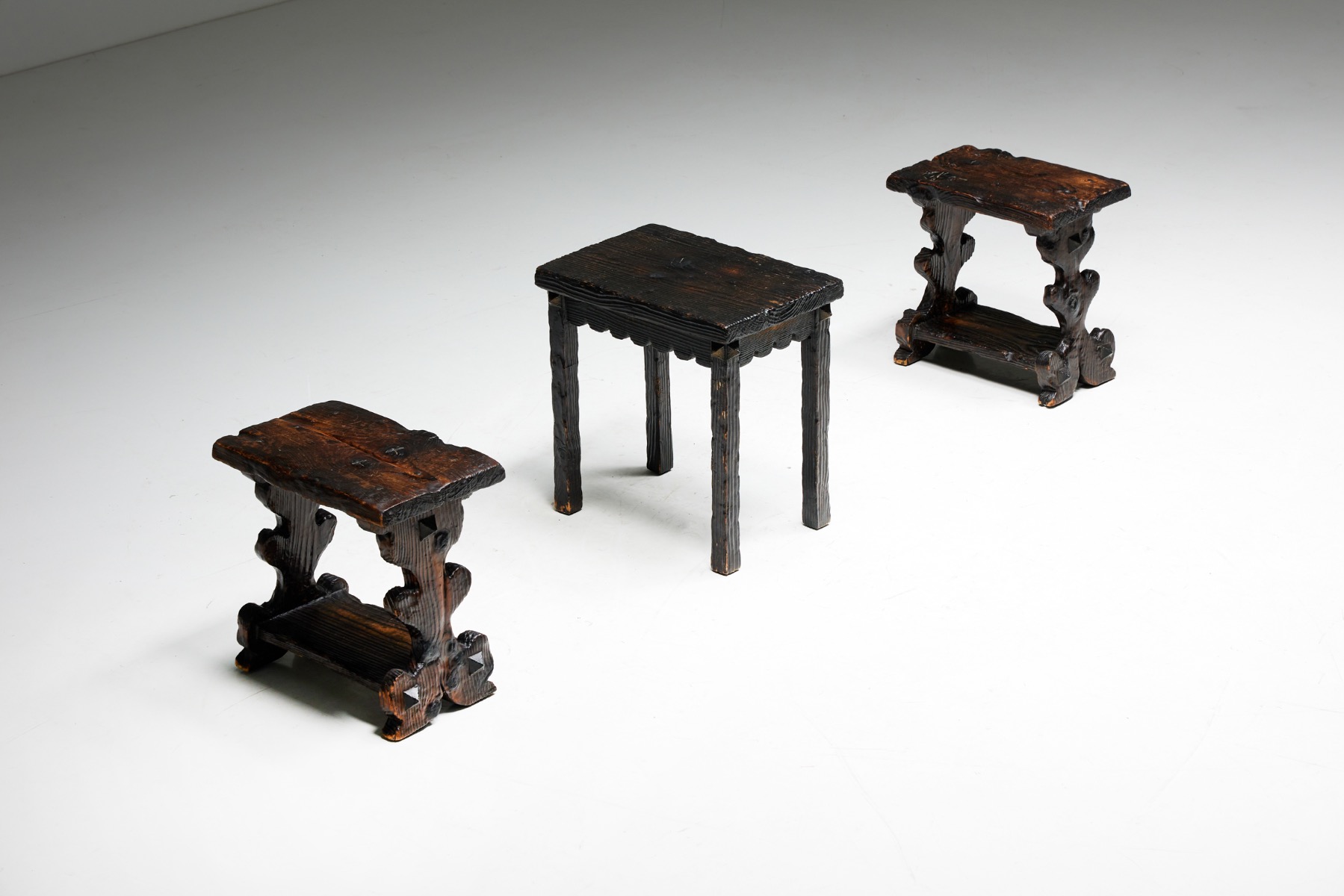 Brutalist Art Populaire Stools - 1950s