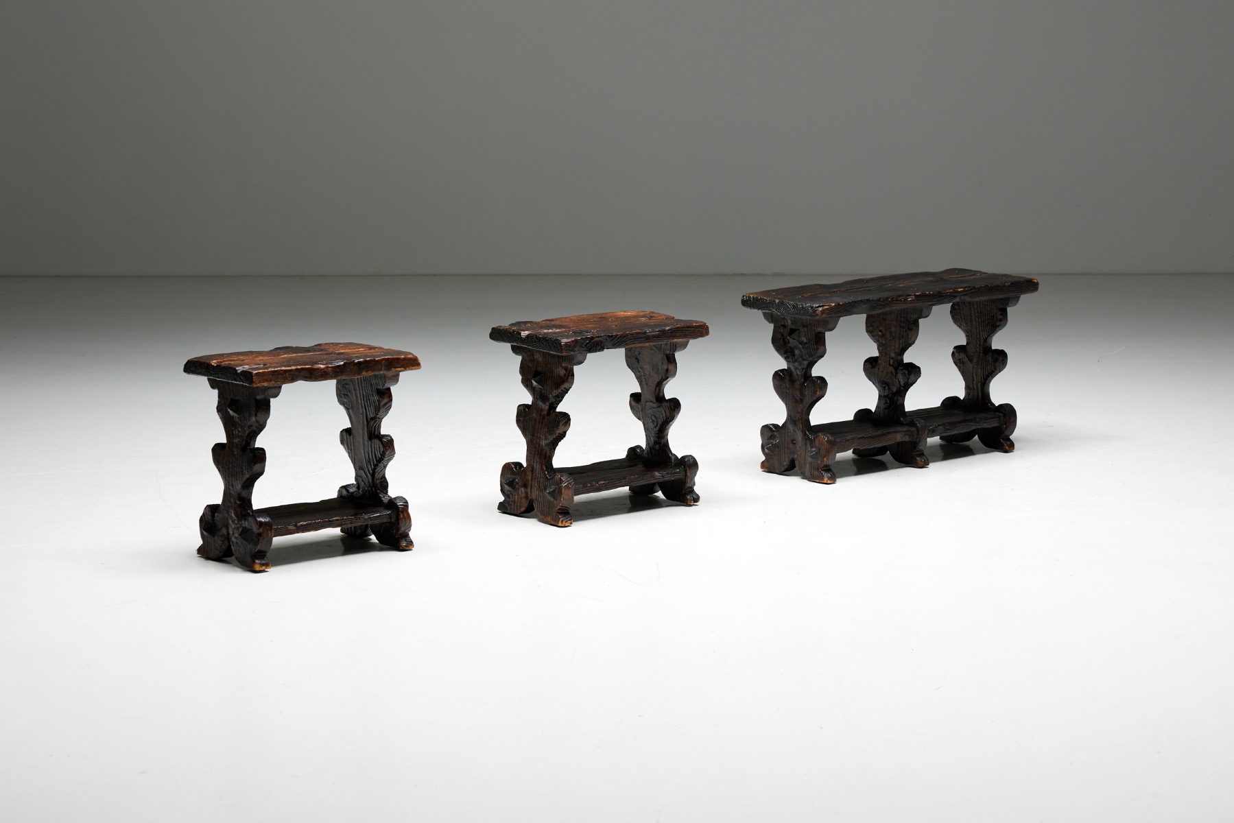 Brutalist Art Populaire Stools - 1950s