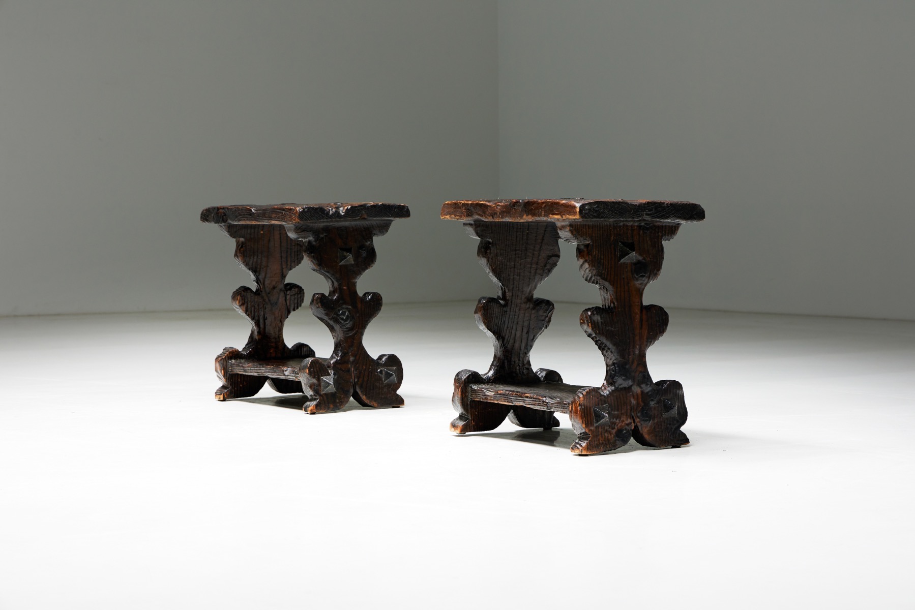 Brutalist Art Populaire Stools - 1950s