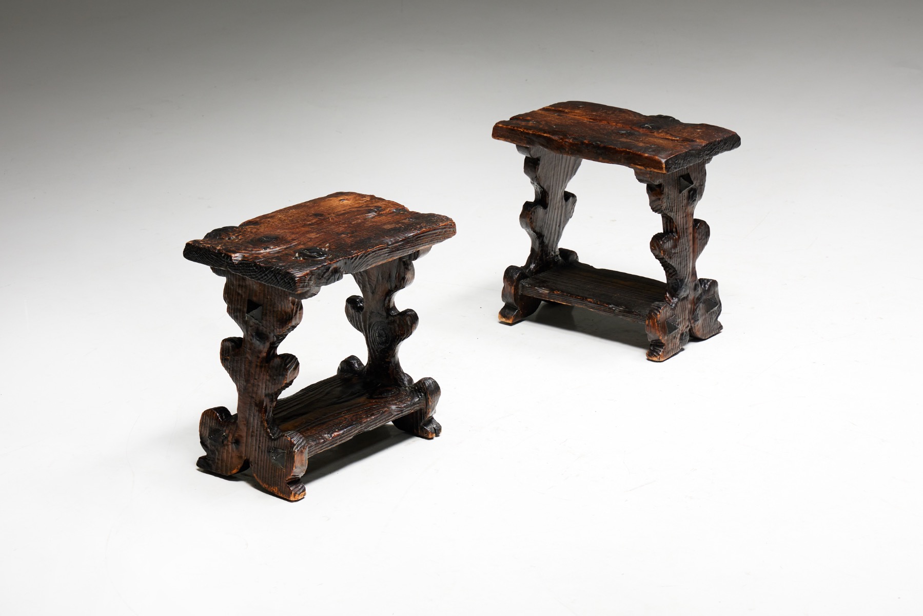 Brutalist Art Populaire Stools - 1950s
