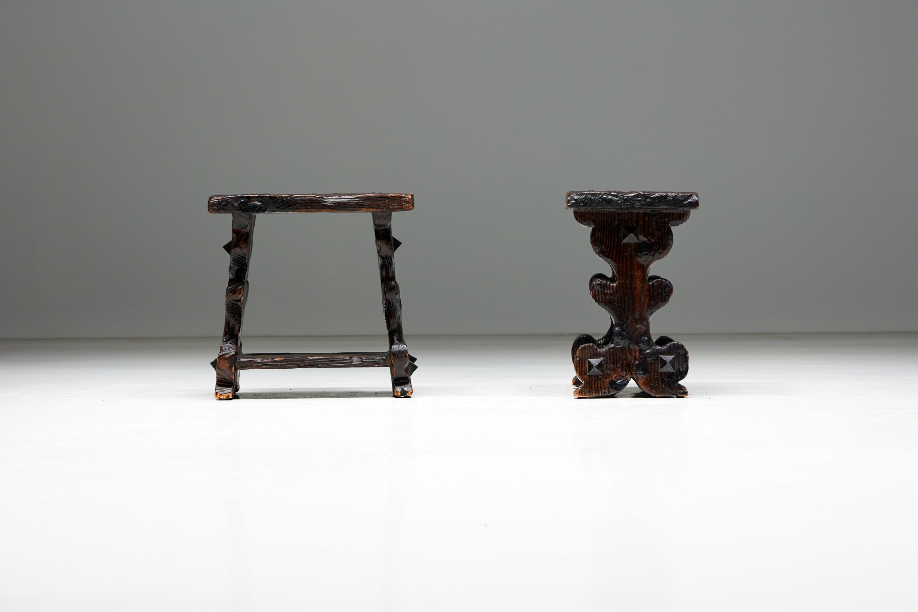 Brutalist Art Populaire Stools - 1950s