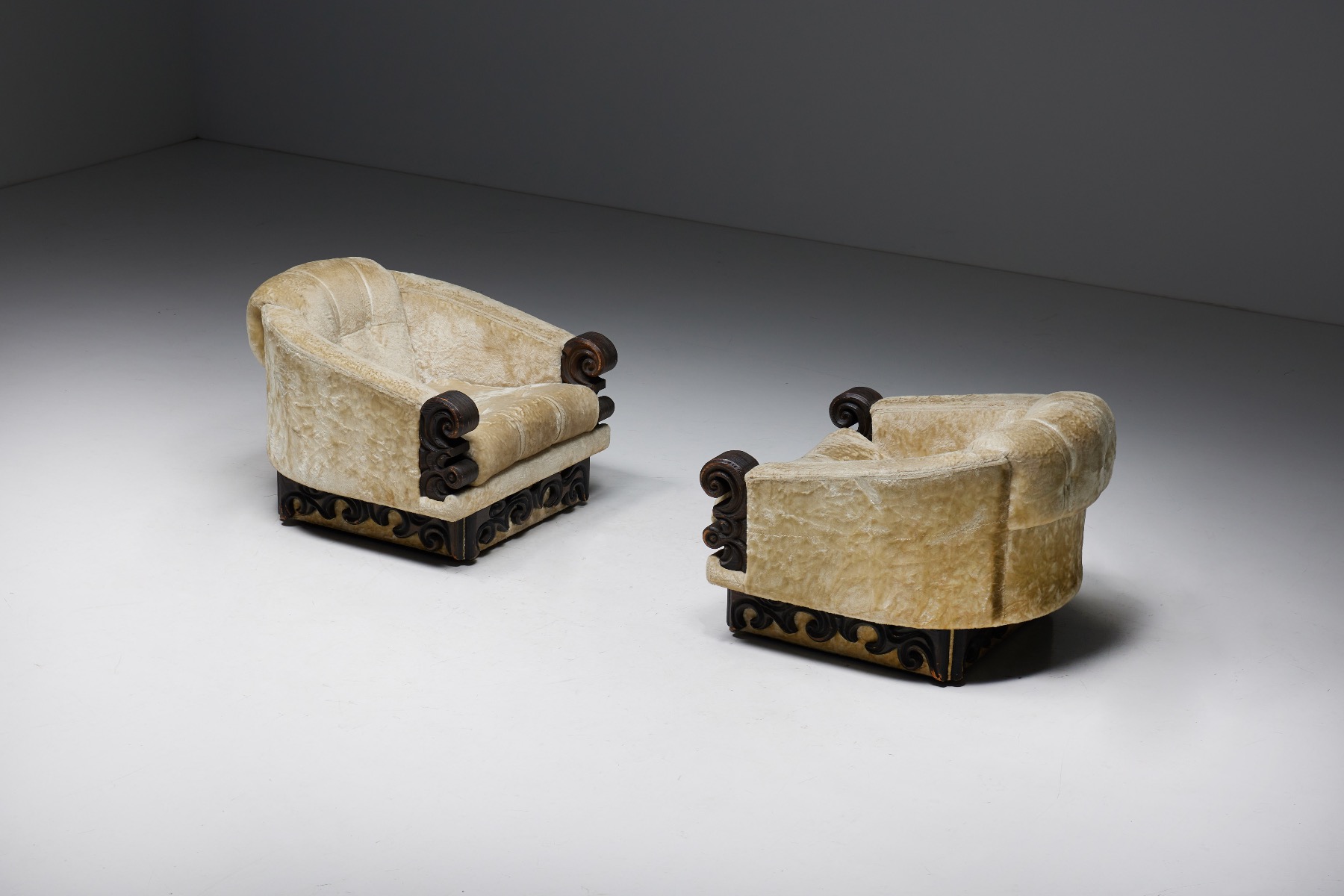 Pair of Japanoiserie Art Deco Expressionist Lounge Chairs - 1920s