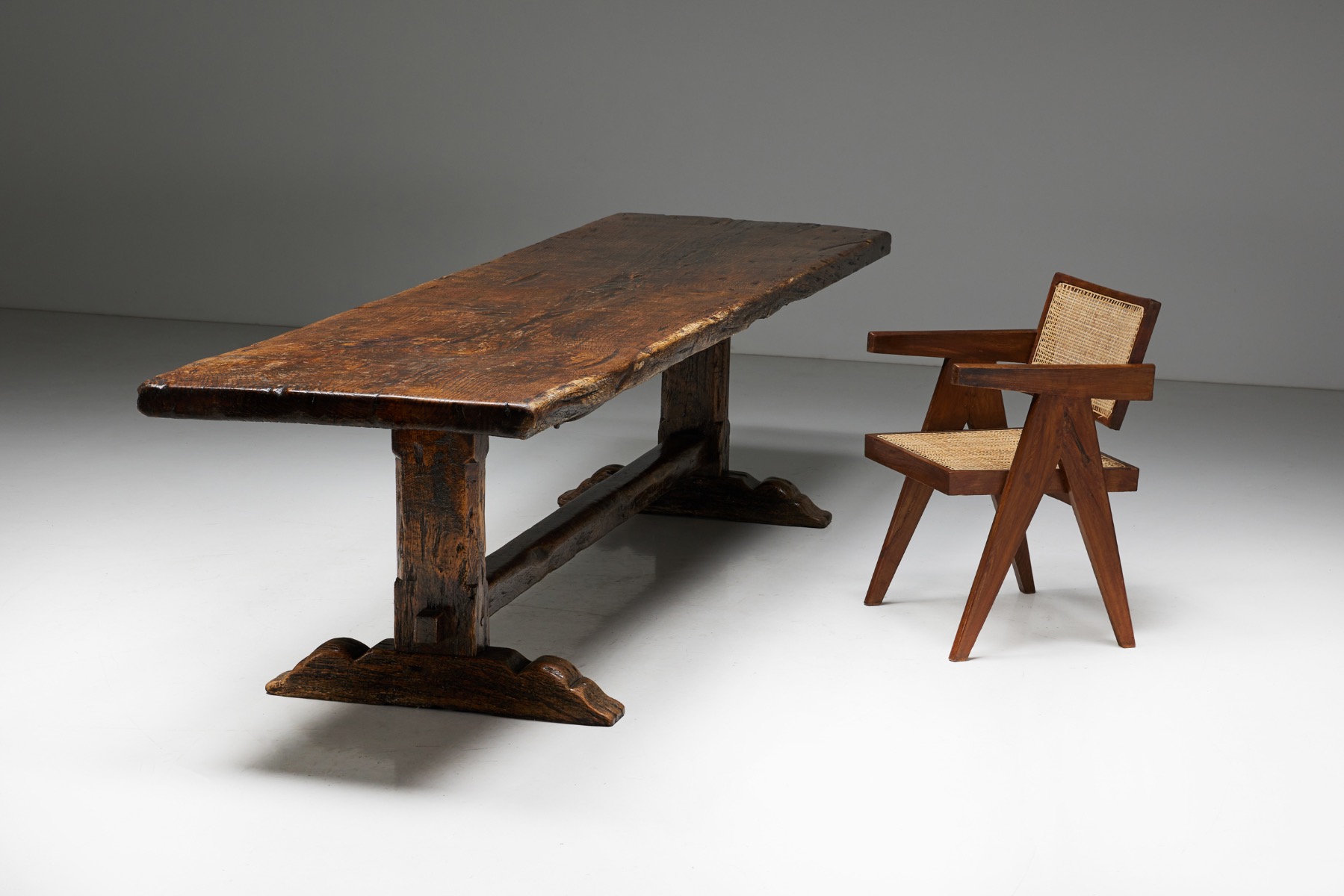 Brutalist Rustic Dining Table - Early 20th Century