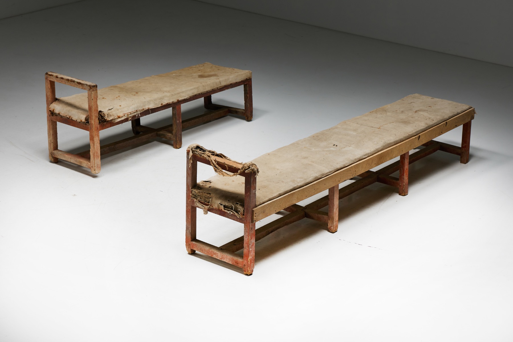 Pair of Rustic Travail Populaire Benches - 19th Century