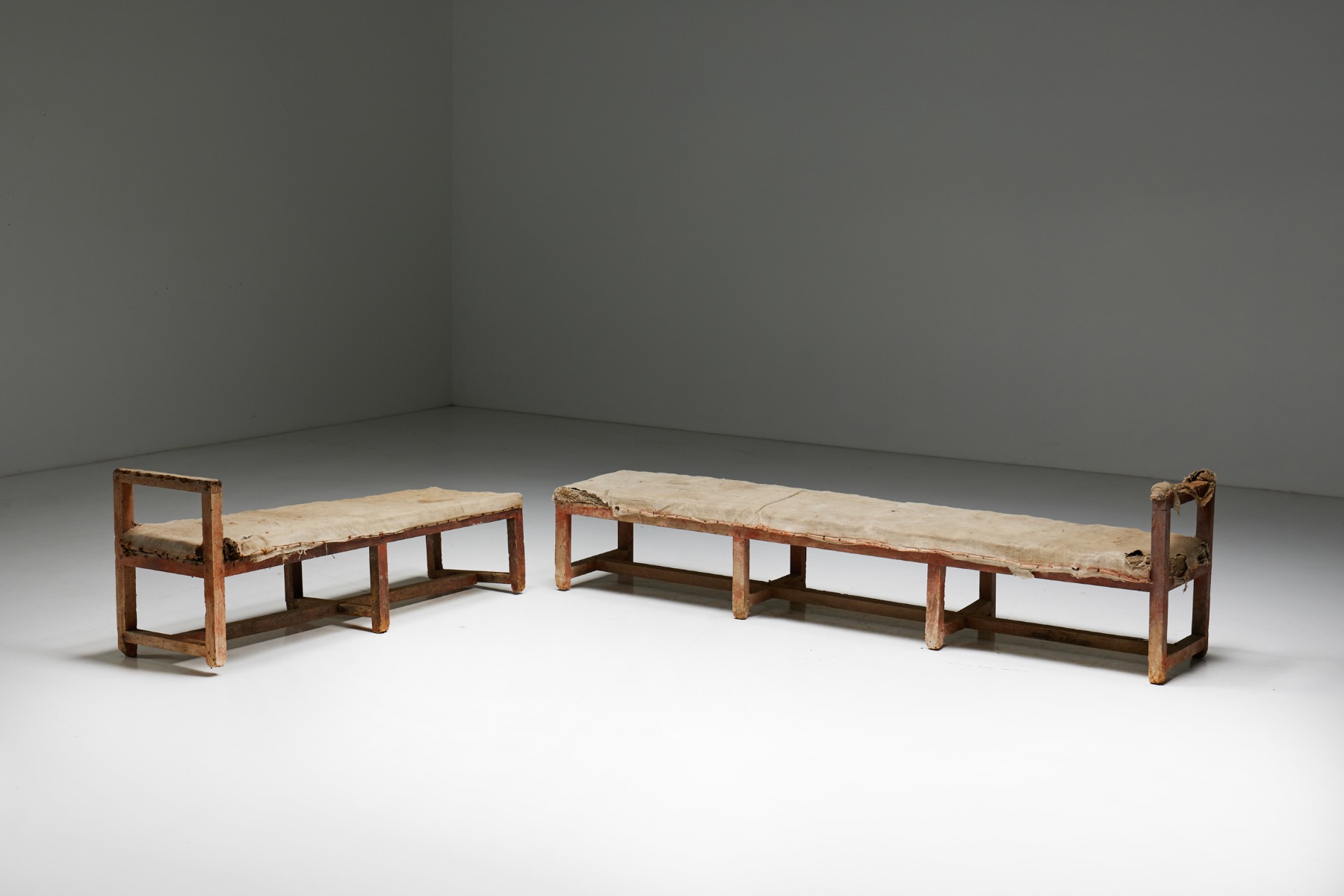 Pair of Rustic Travail Populaire Benches - 19th Century