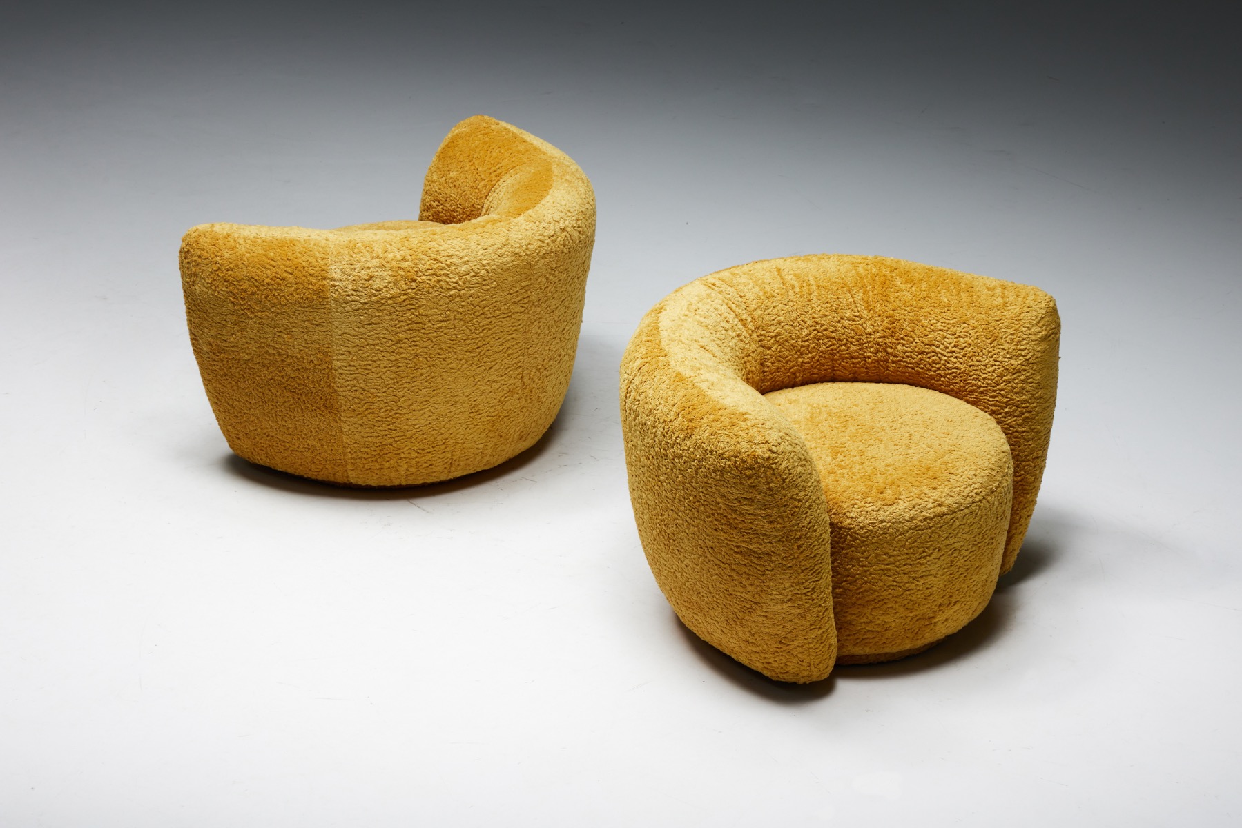 Lounge Chairs in Fendi Bouclé Wool - 1970s