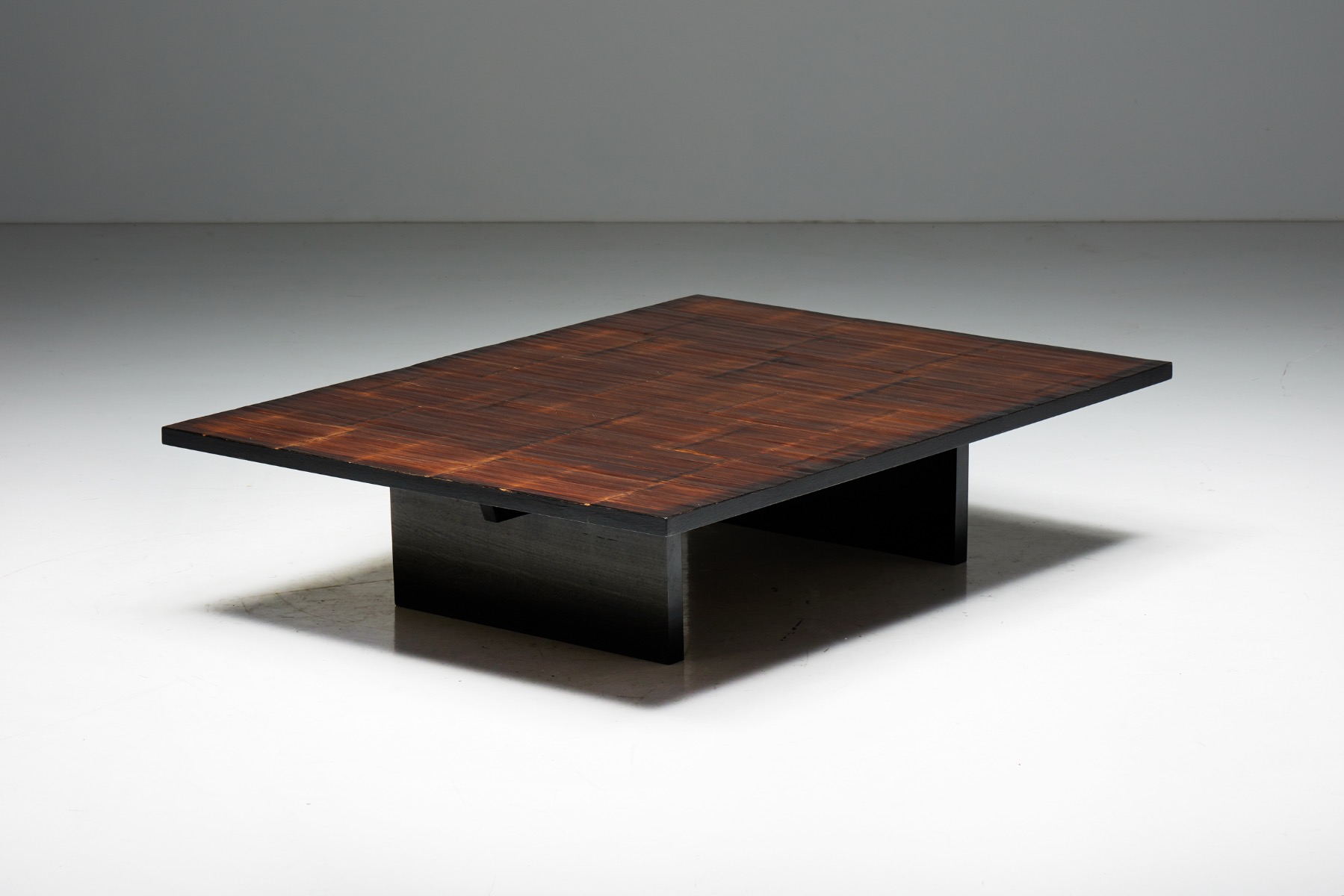 Coffee Table by Axel Vervoordt in Wengé and Bamboo - 1980s