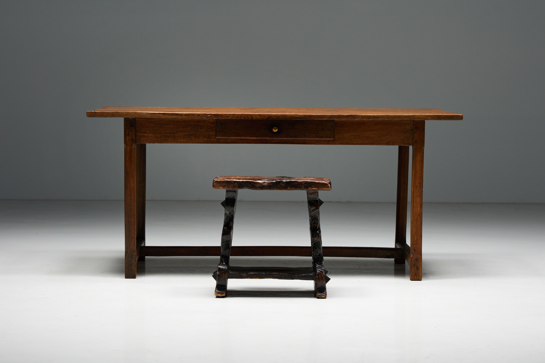 Rustic Oak Writing Desk - 19th Century
