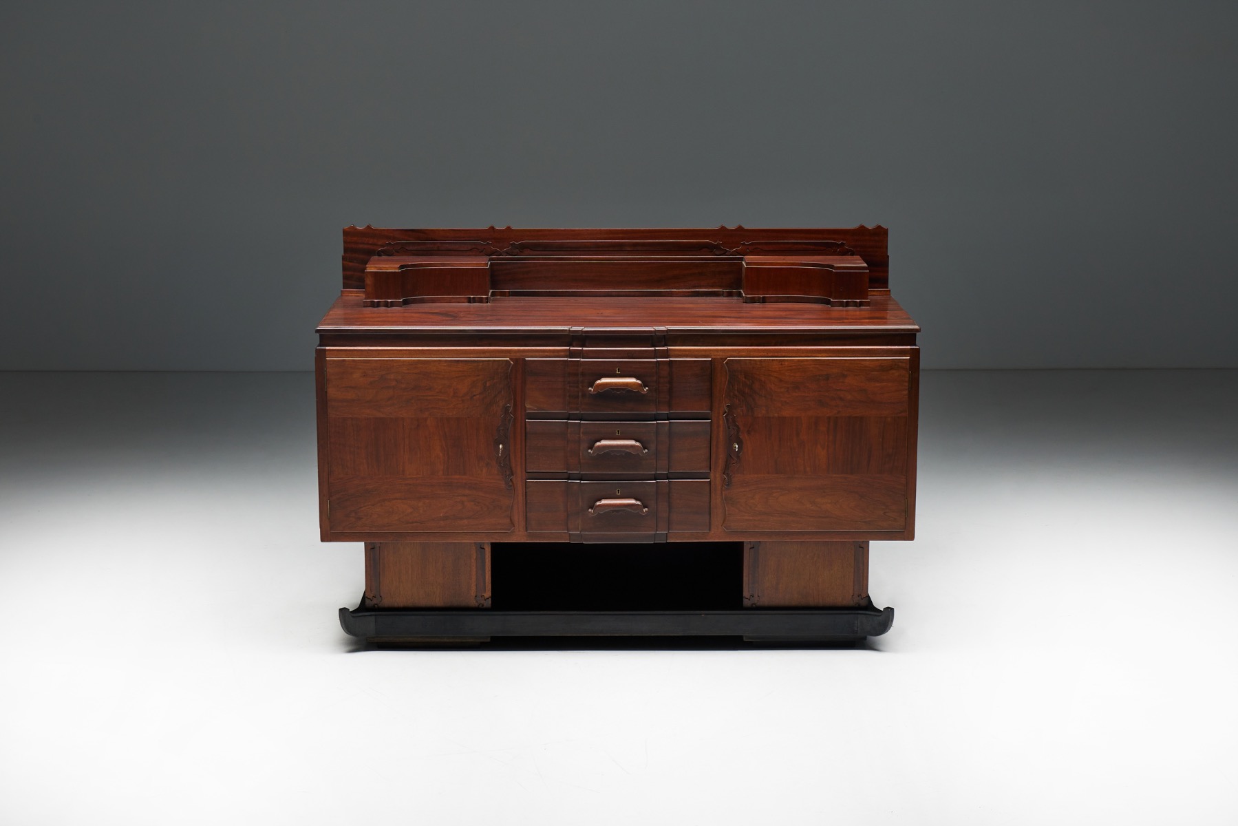 Walnut & Mahogany Amsterdam School Credenza - 1920s