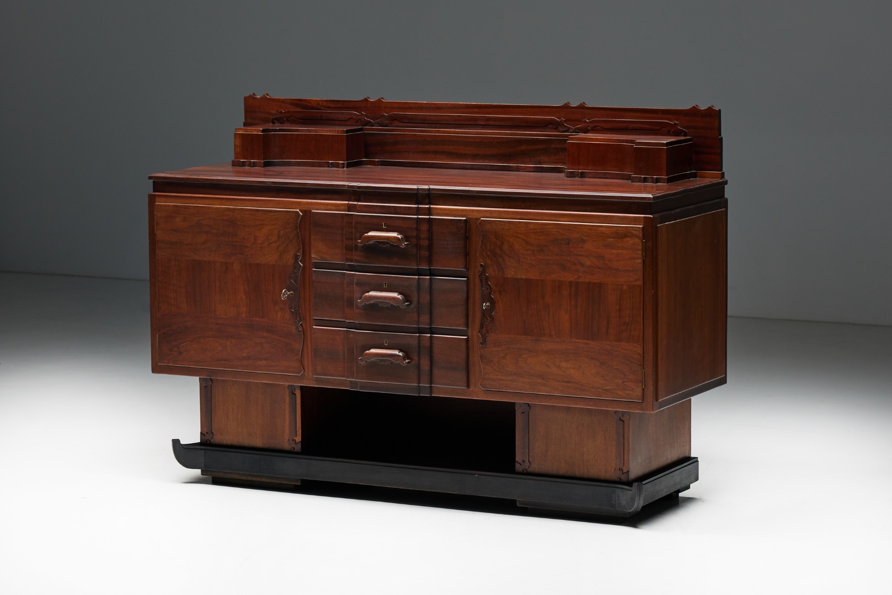 Walnut & Mahogany Amsterdam School Credenza - 1920s