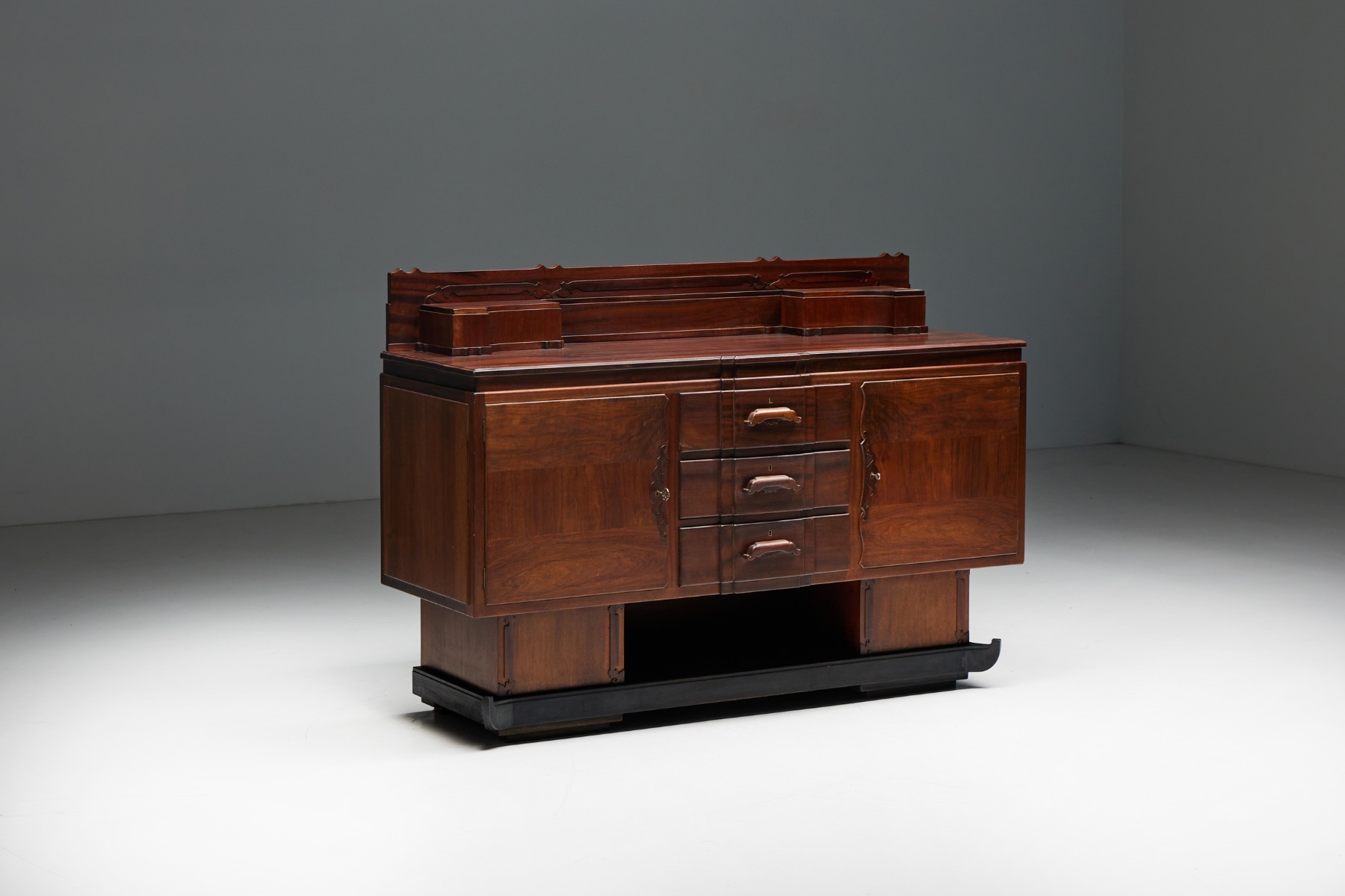 Walnut & Mahogany Amsterdam School Credenza - 1920s