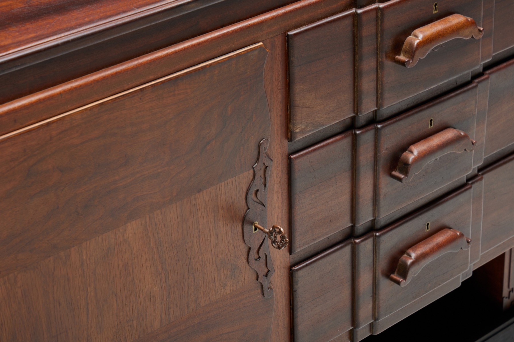 Walnut & Mahogany Amsterdam School Credenza - 1920s
