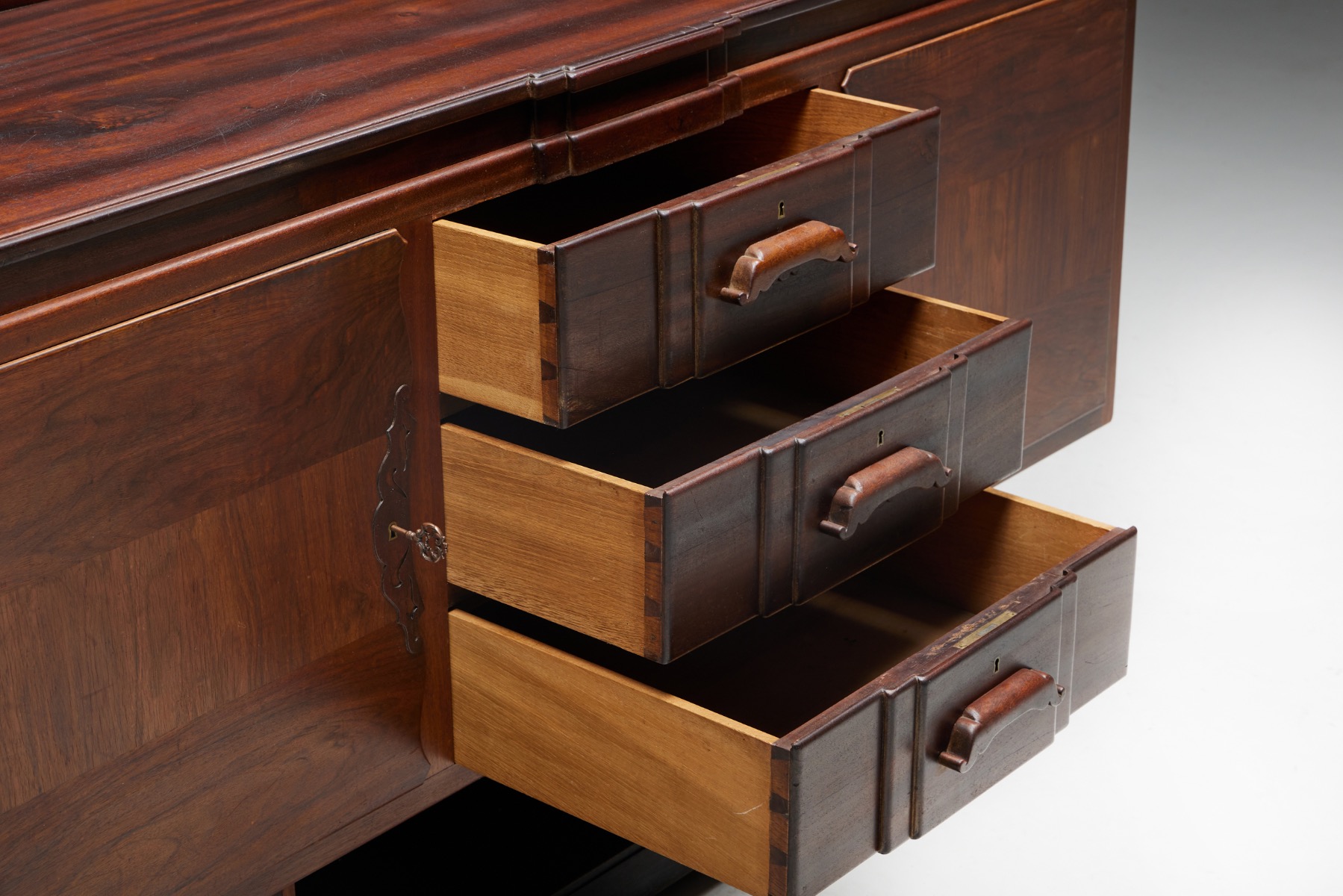 Walnut & Mahogany Amsterdam School Credenza - 1920s