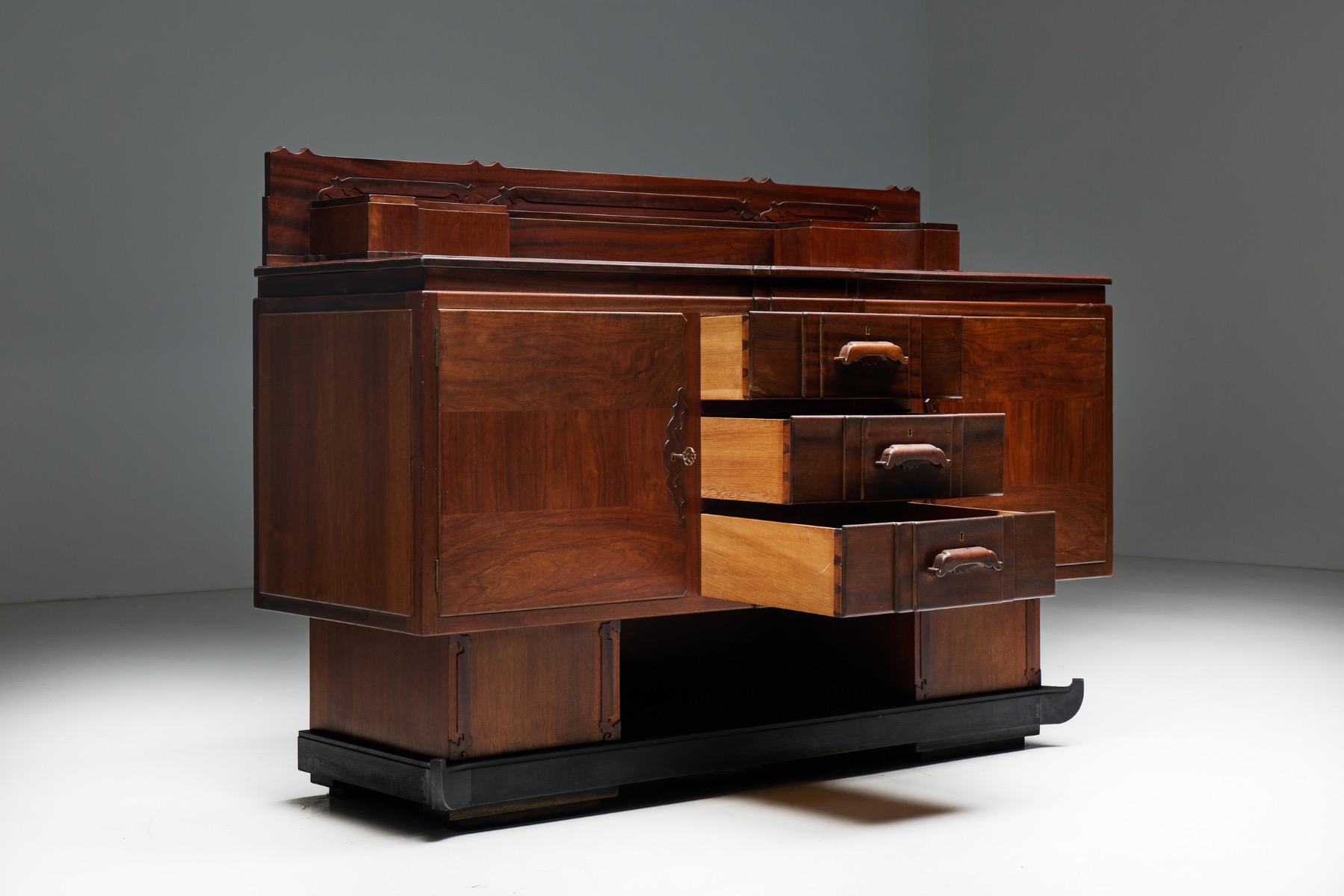 Walnut & Mahogany Amsterdam School Credenza - 1920s