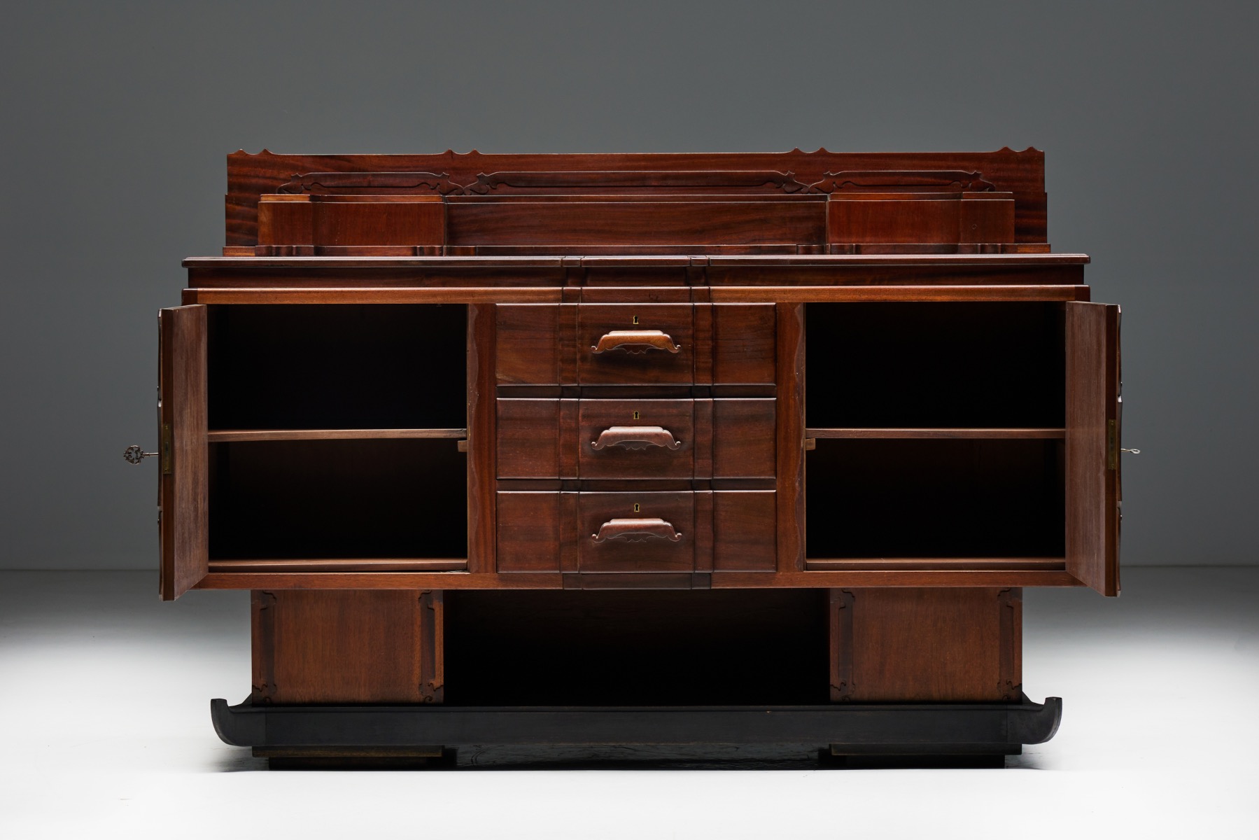 Walnut & Mahogany Amsterdam School Credenza - 1920s