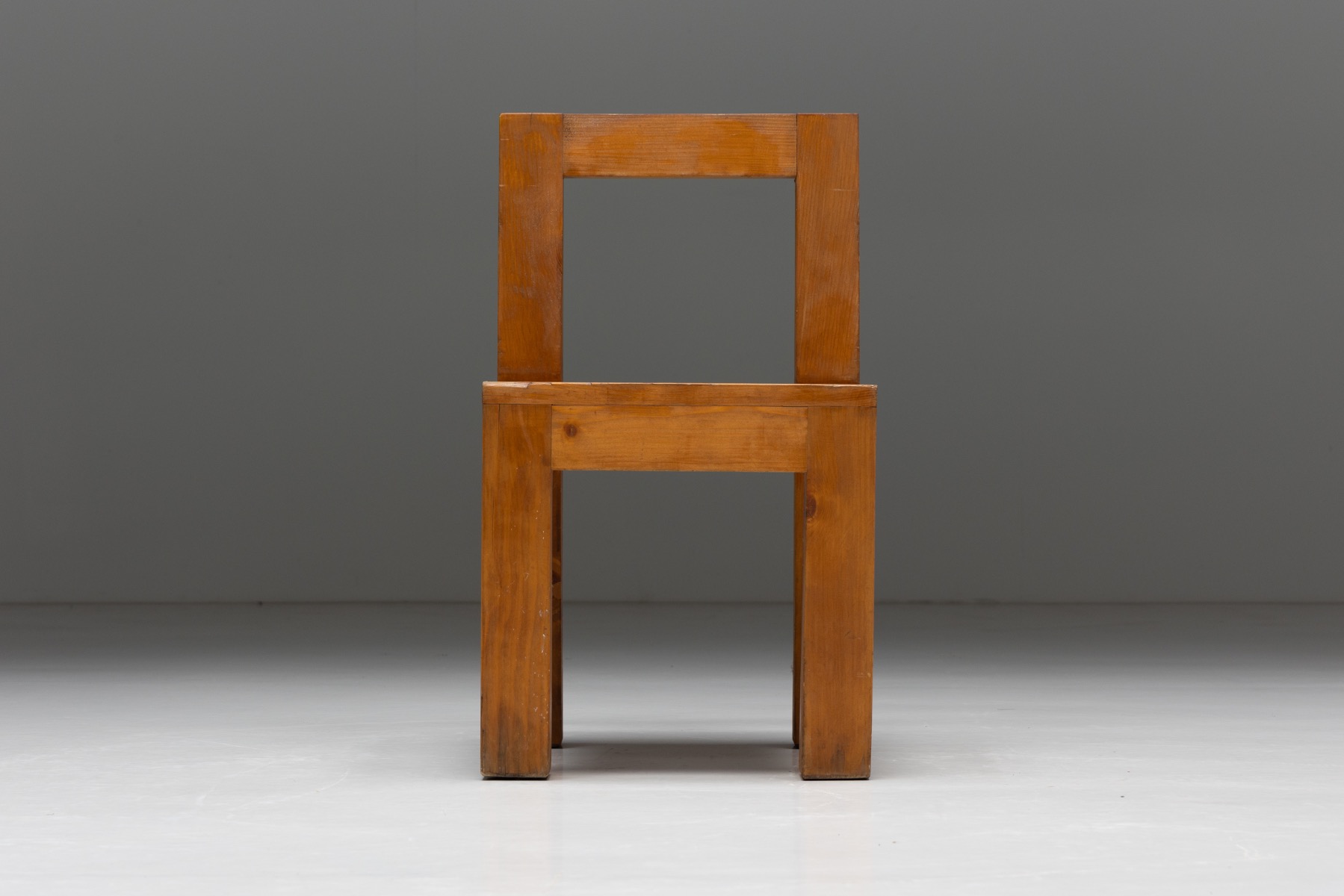 Brutalist Chairs in Solid Pinewood - 1970s