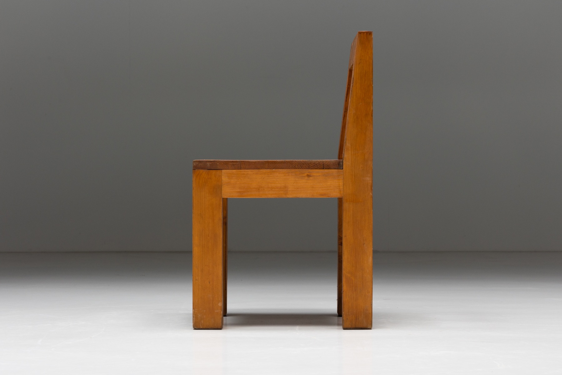 Brutalist Chairs in Solid Pinewood - 1970s