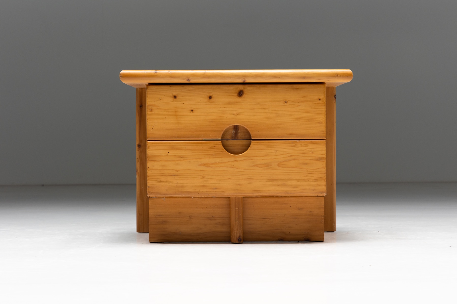 Brutalist Solid Pine Bedside Tables - 1960s