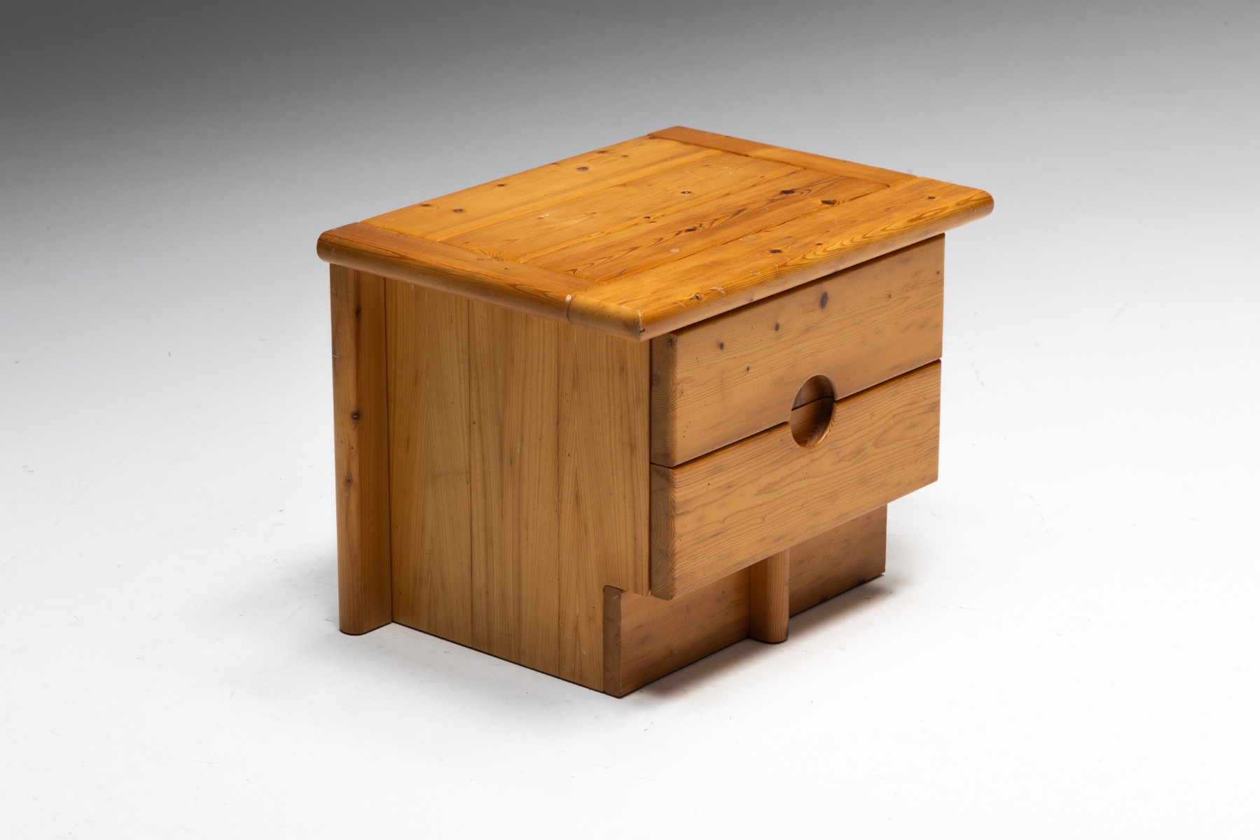 Brutalist Solid Pine Bedside Tables - 1960s