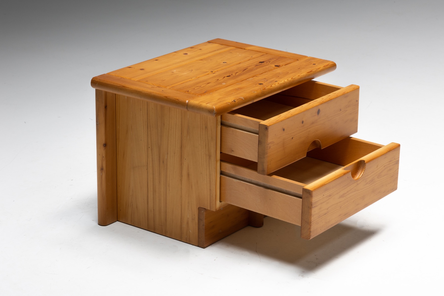 Brutalist Solid Pine Bedside Tables - 1960s