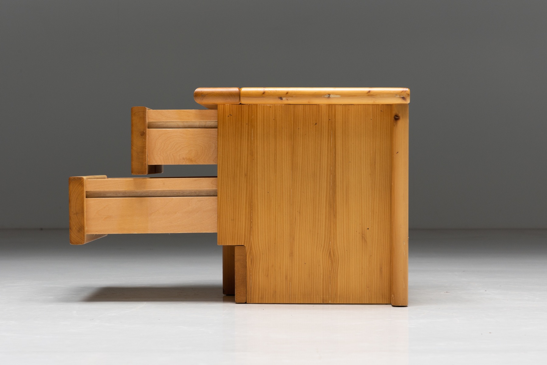 Brutalist Solid Pine Bedside Tables - 1960s