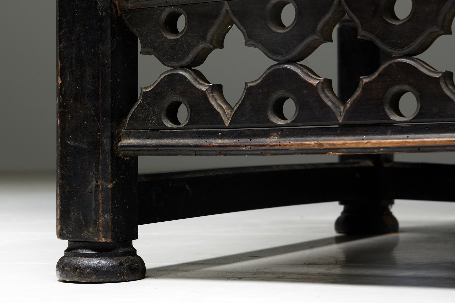 Carved Throne Armchair in Gothic Style - 20th Century