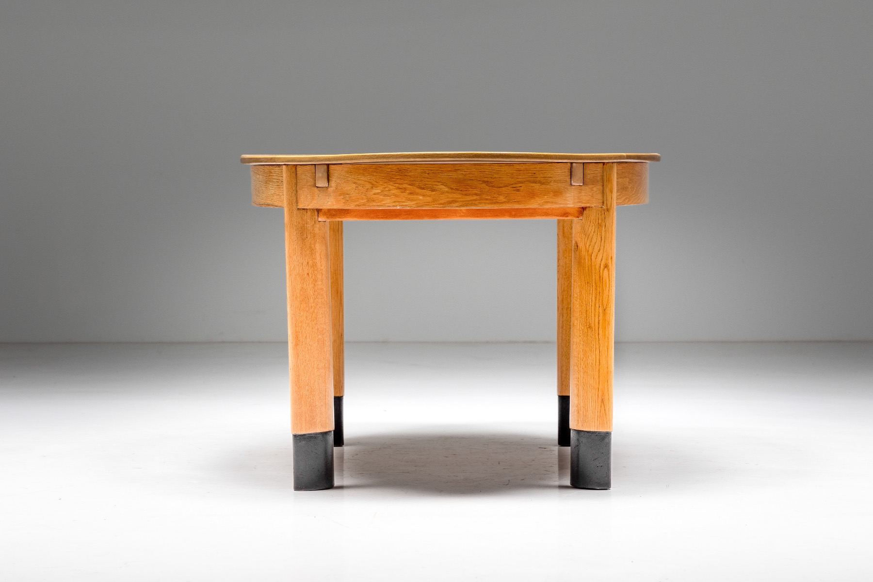 1920s rationalist oval dining table in oak design