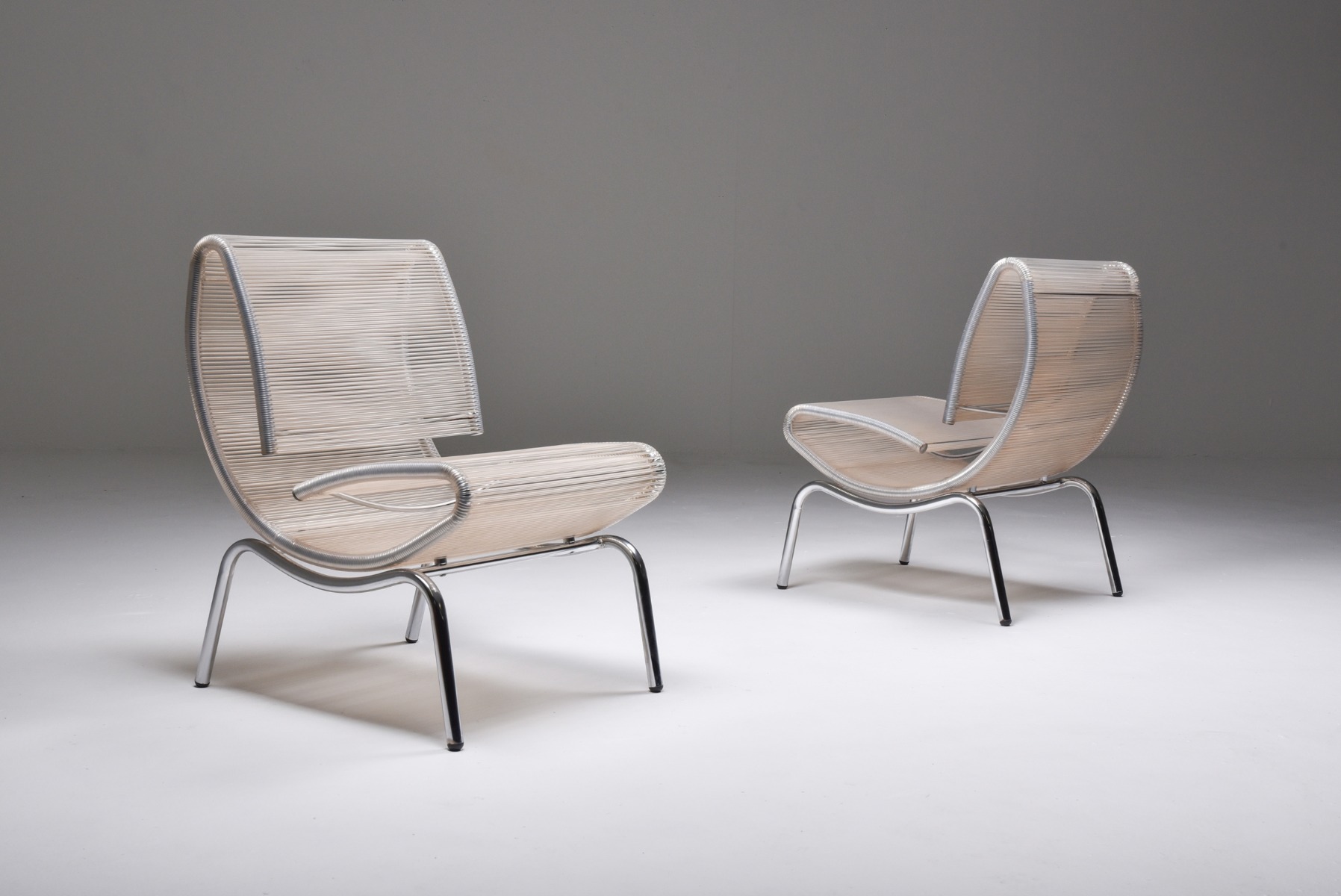 1960s postmodern wire chair in chrome and plastic