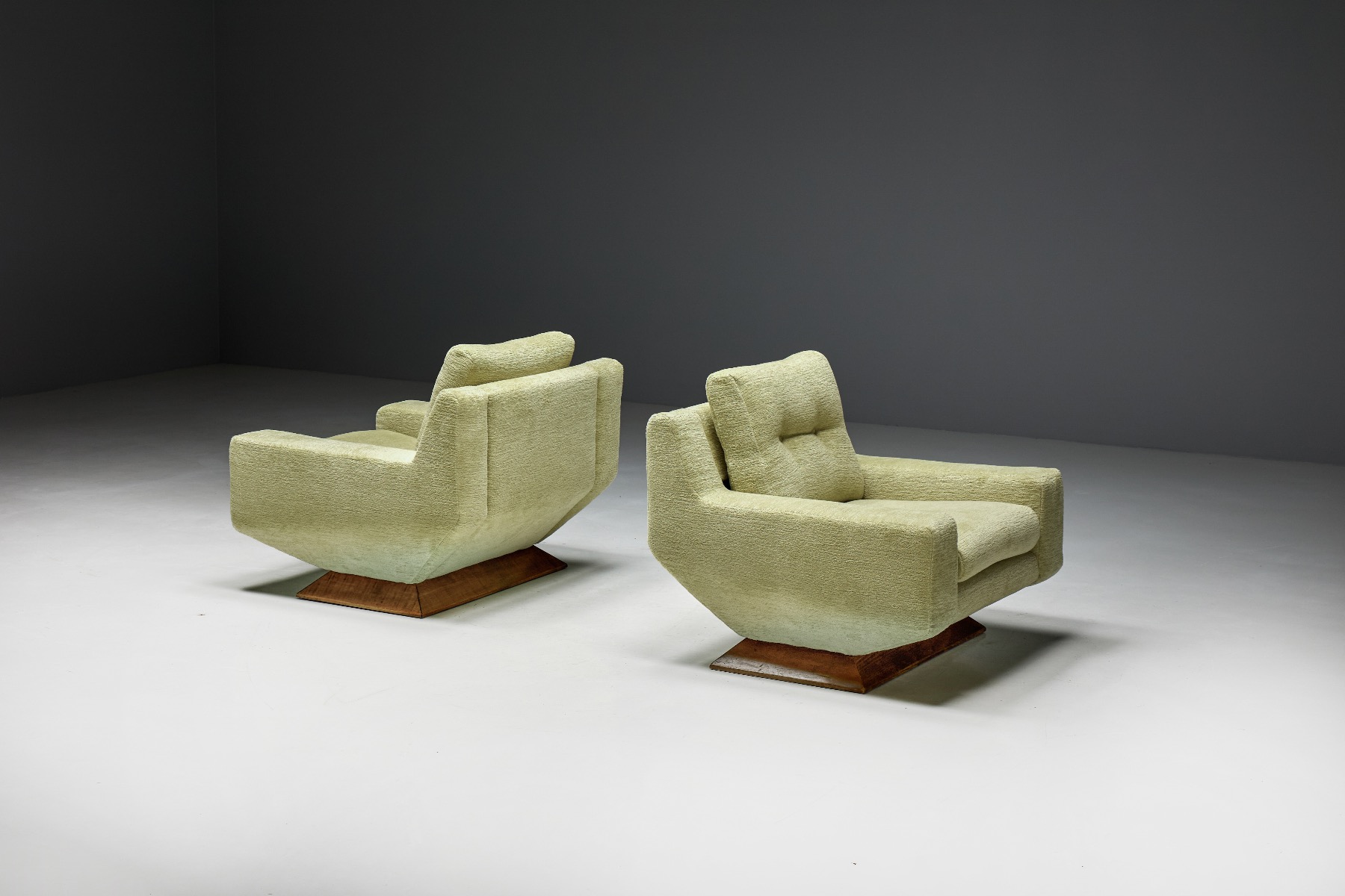 1960s upholstered club chairs in Pierre Frey chenille