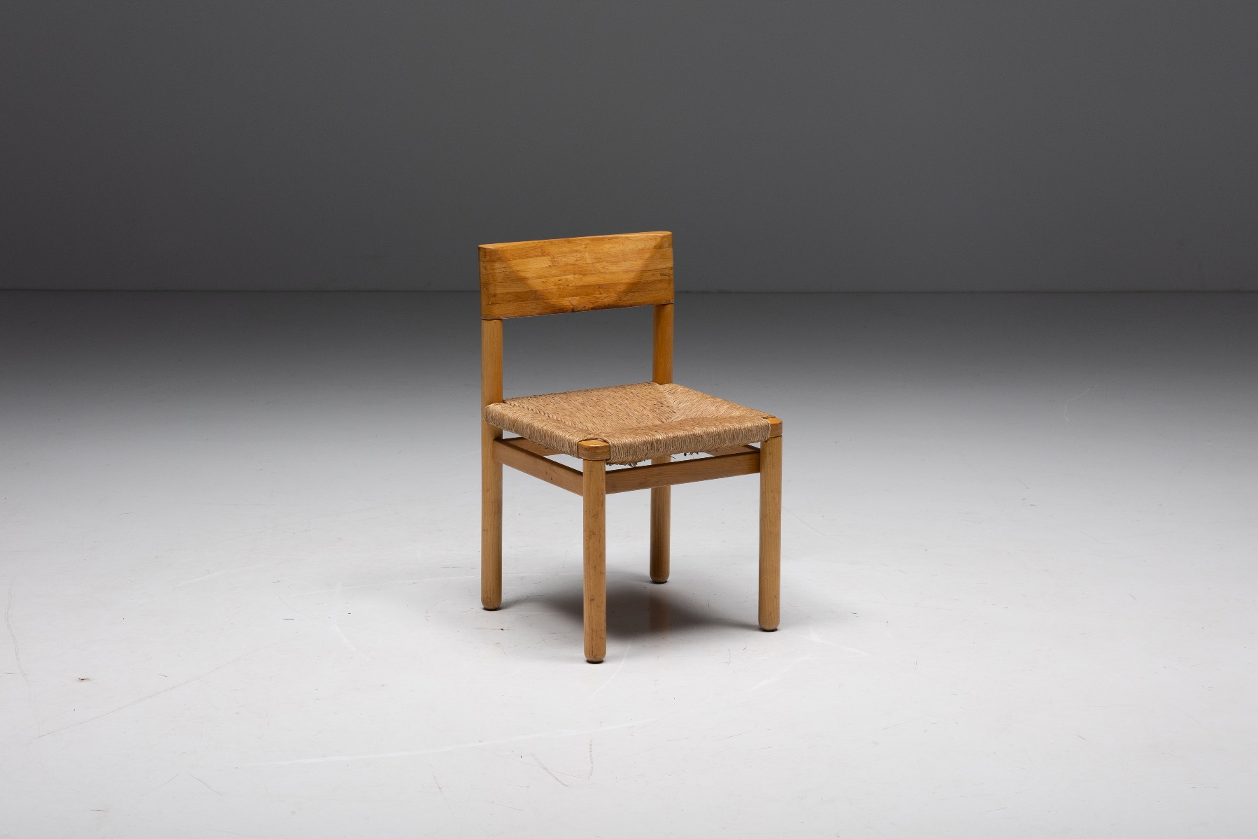 1960s wooden dining chairs in pine style
