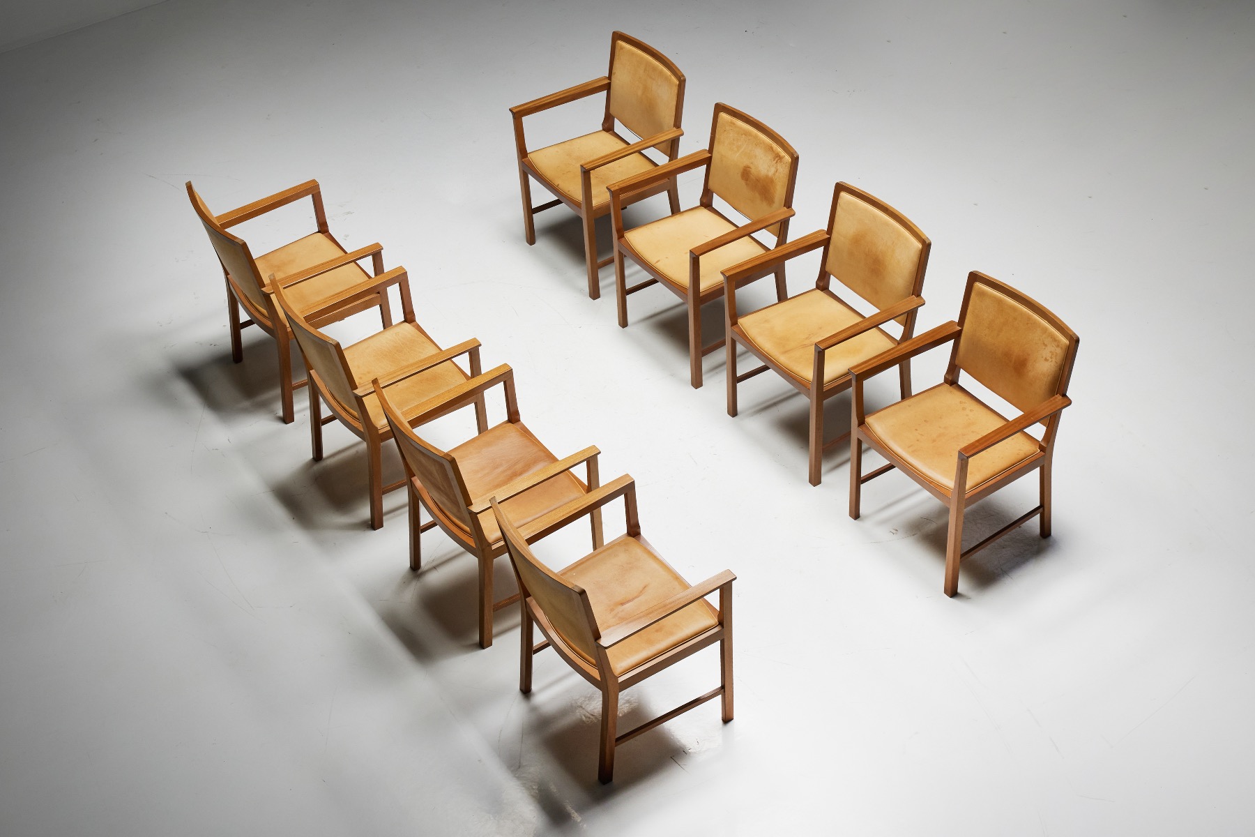 1970s Scandinavian office chairs in natural leather
