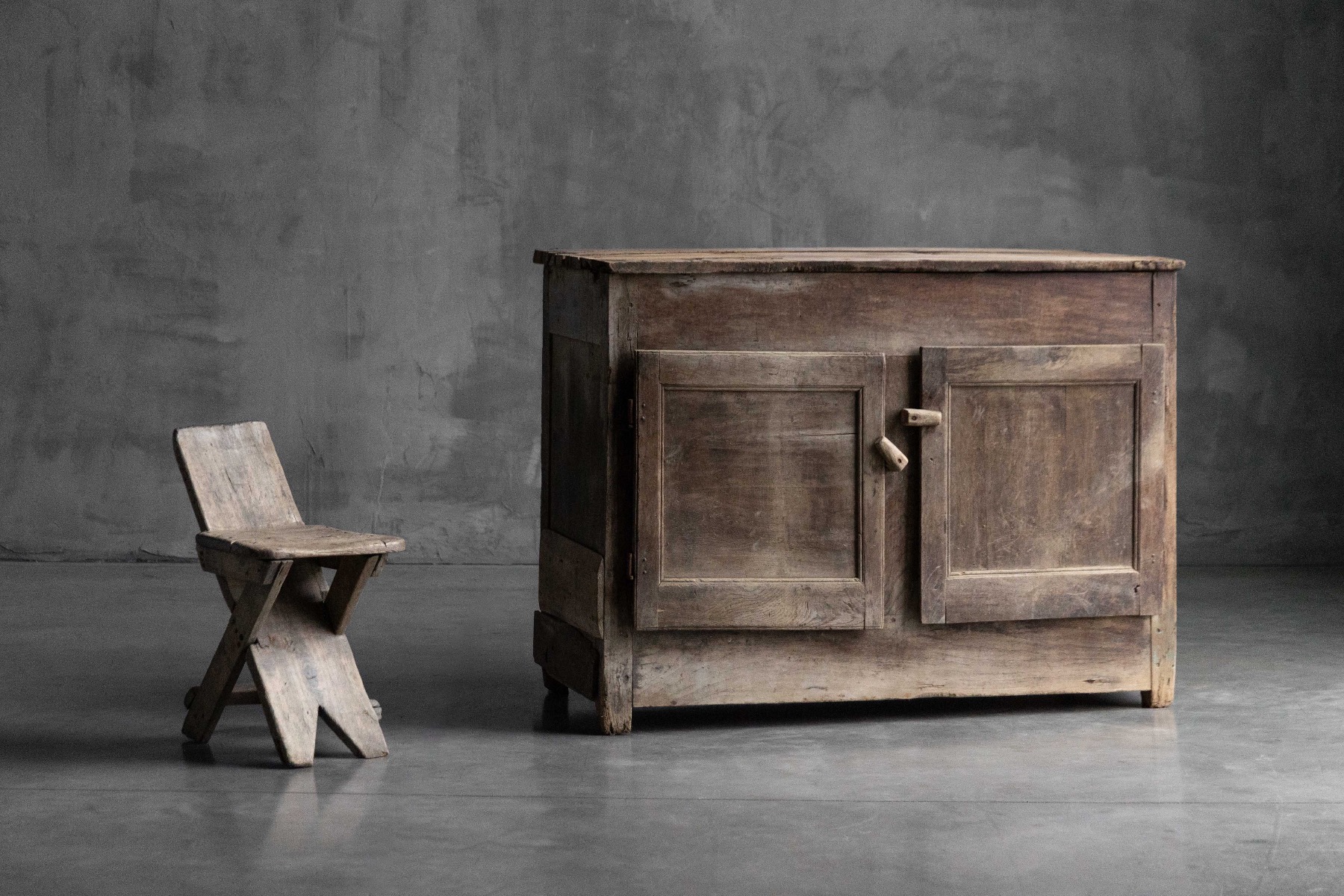 Wabi sabi wooden storage cabinet dating to the 1800s