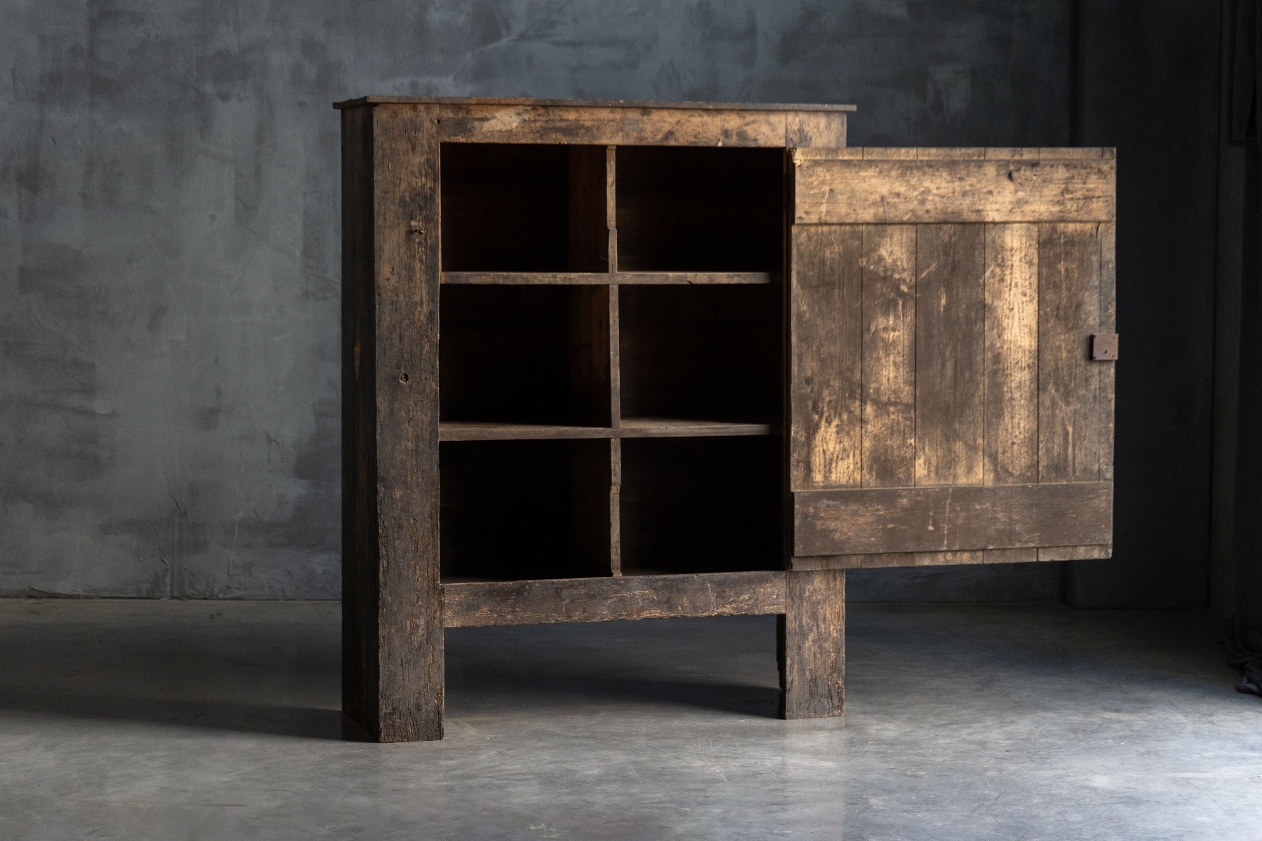 Antique brutalist farmhouse cabinet 19th century
