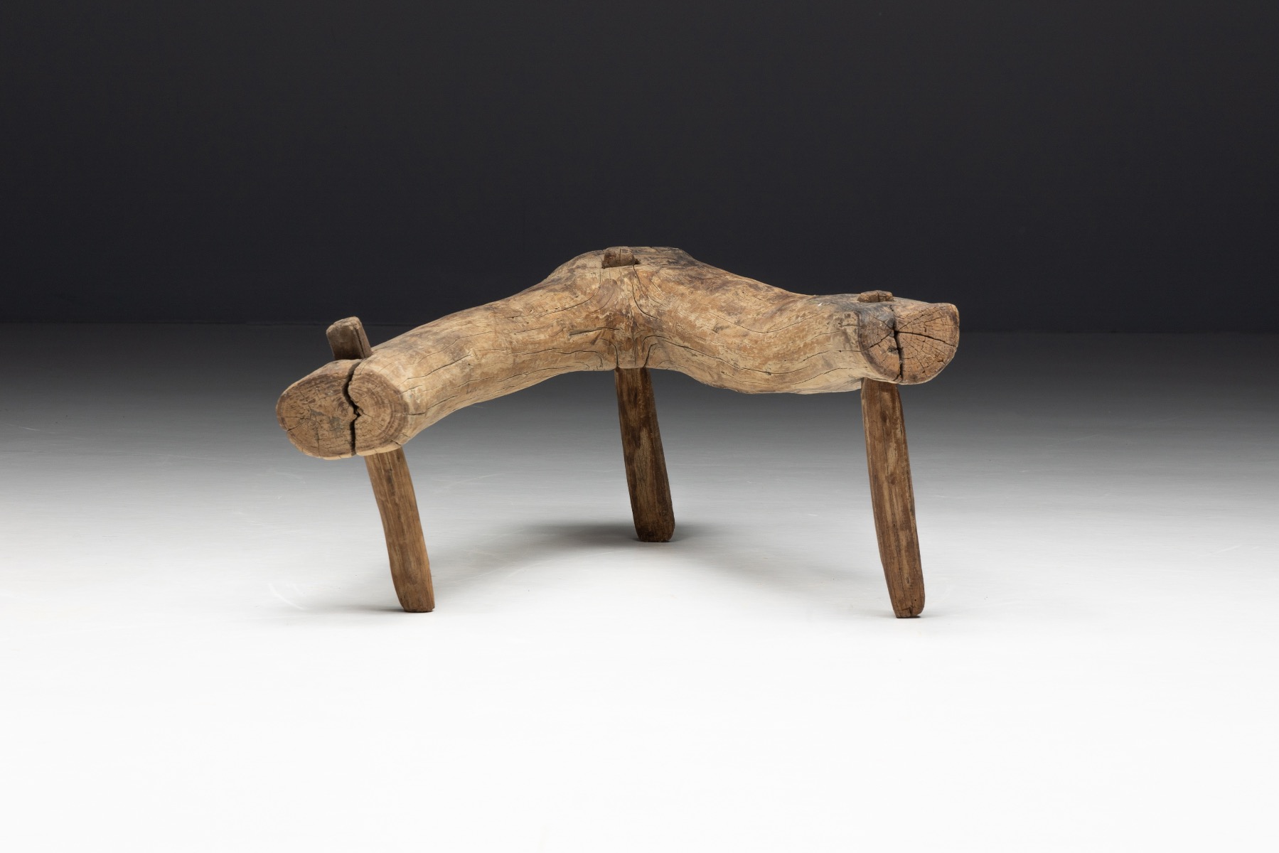 Antique primitive three leg stool 18th century