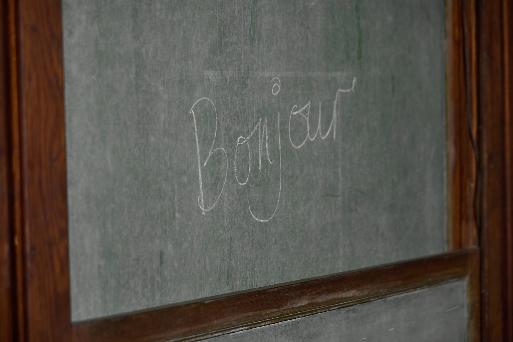 Antique classroom chalkboard with double sided surface