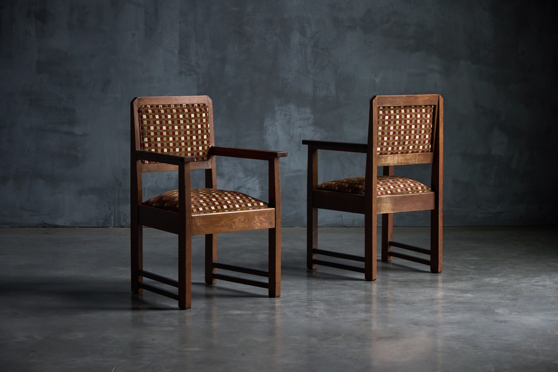 Art deco influenced armchairs in Amsterdam School style