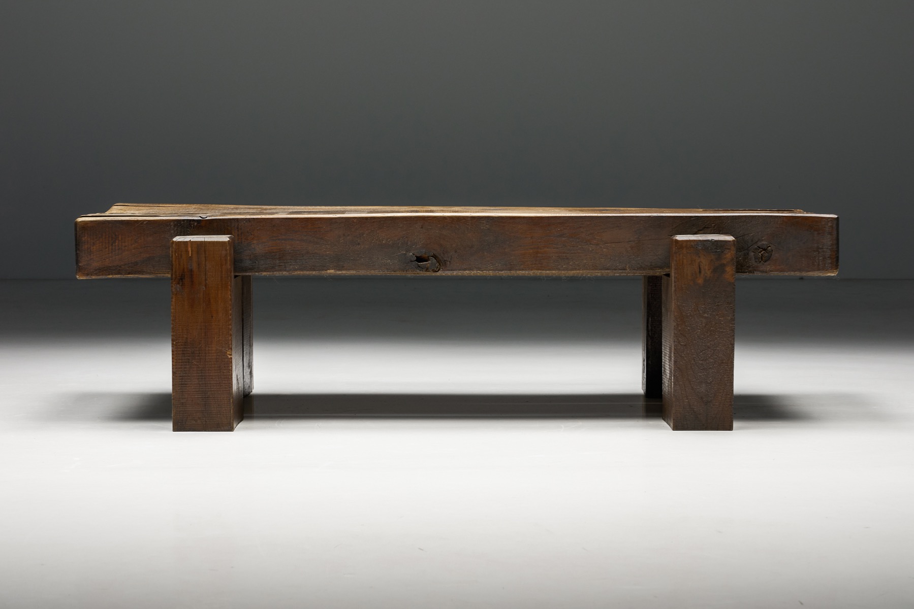 Artisan French coffee table in brutalist style