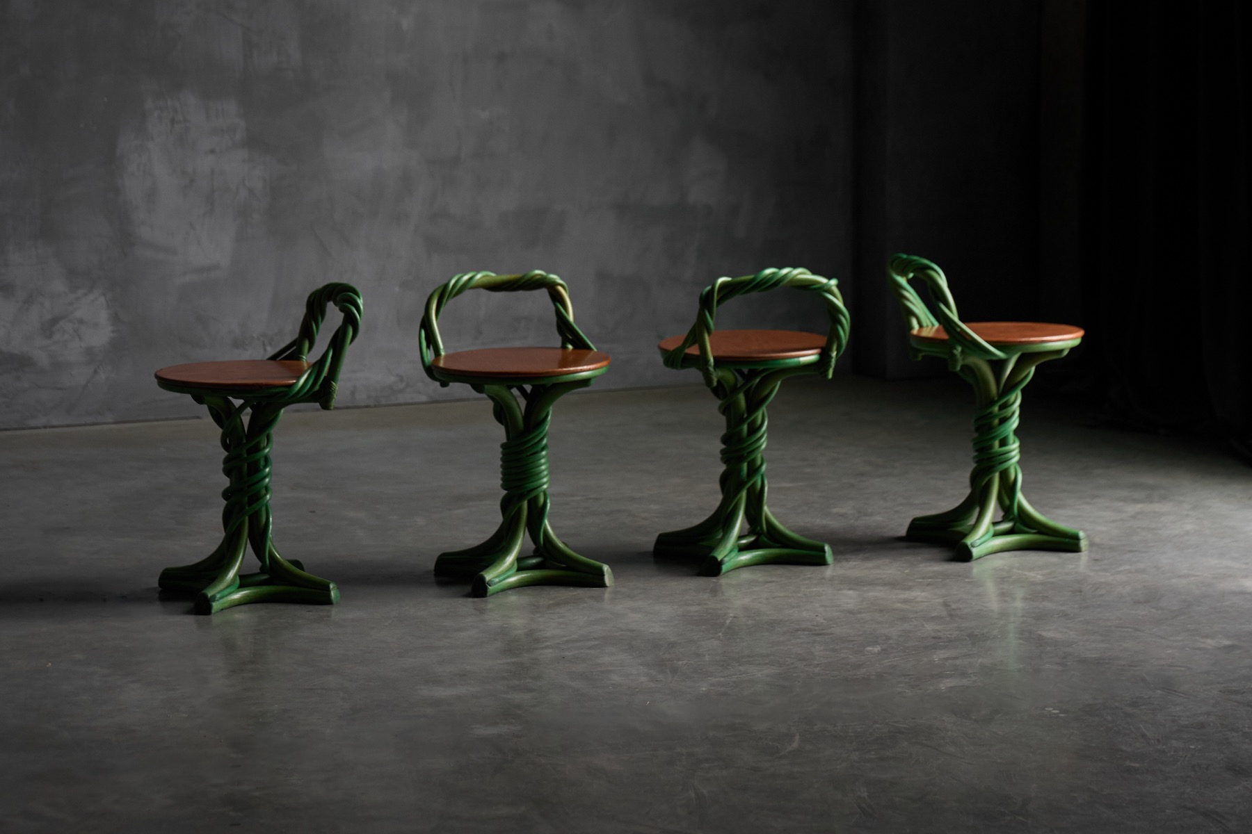 Artistic vine twist stool from the late twentieth century