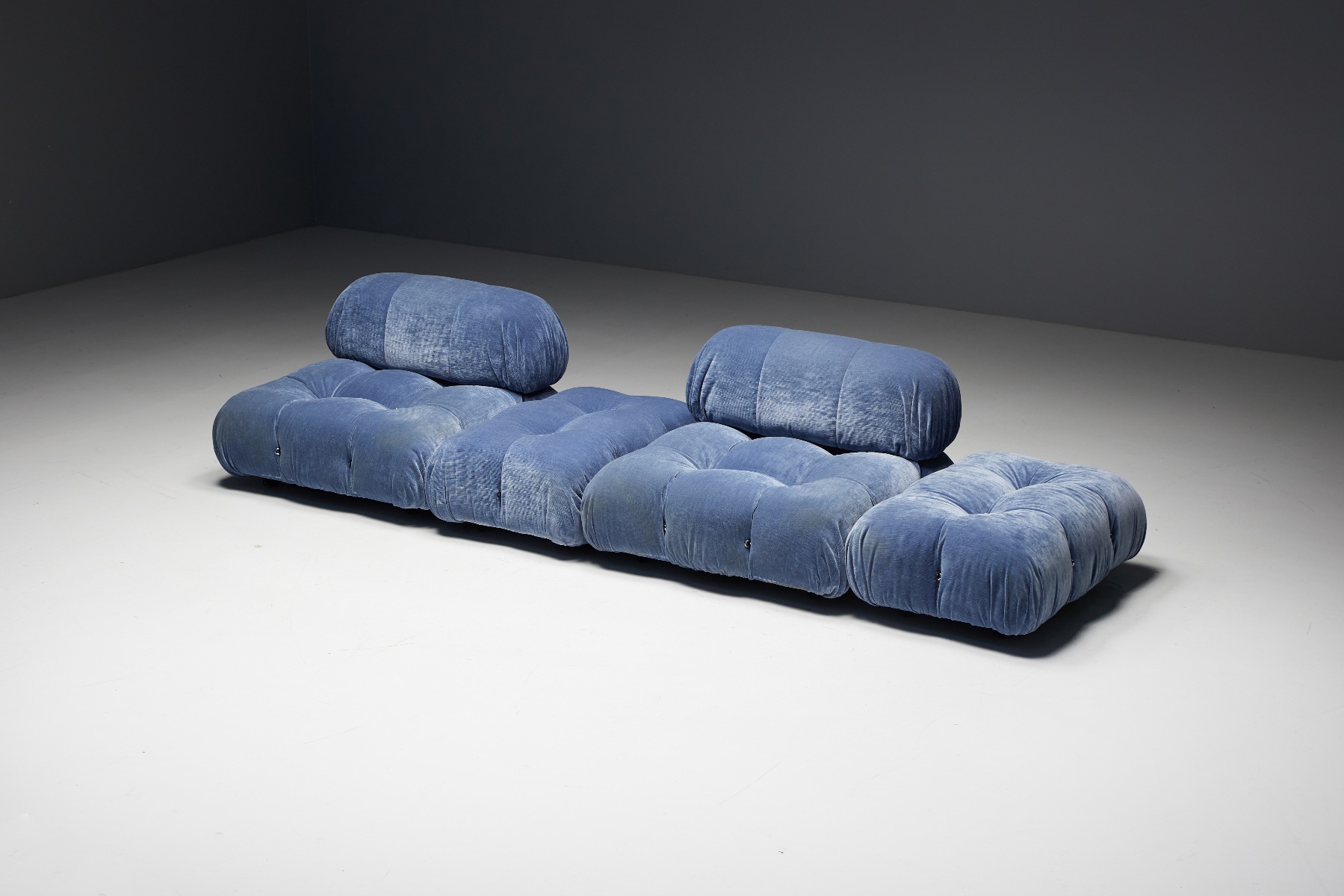 B&B Italia Camaleonda sofa 1970s blue velvet