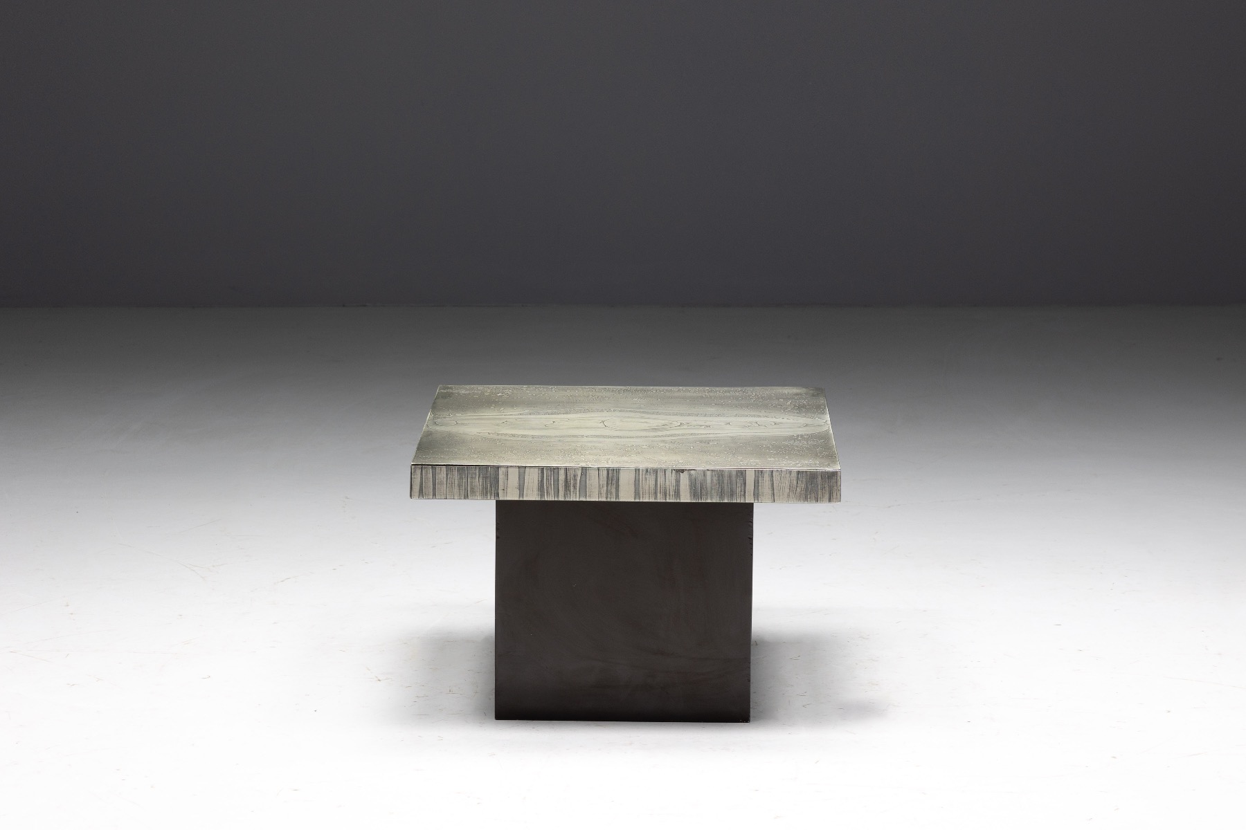 Belgian design aluminium coffee table from the 1970s