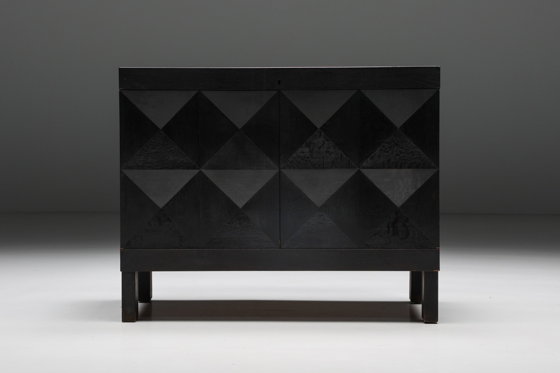 Belgian design cabinet by De Coene in black stained oak