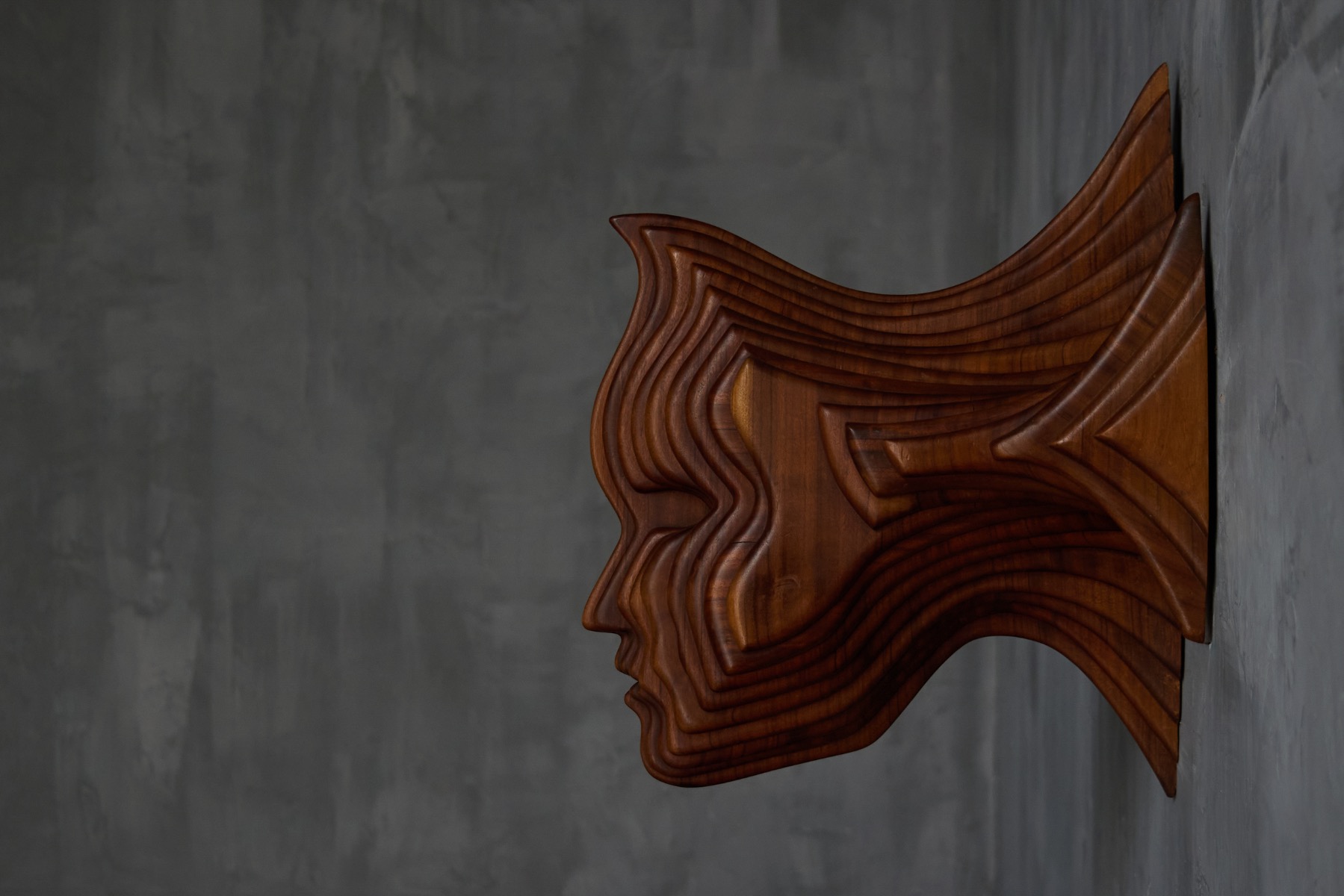 1970s French wall panel with carved wooden mask