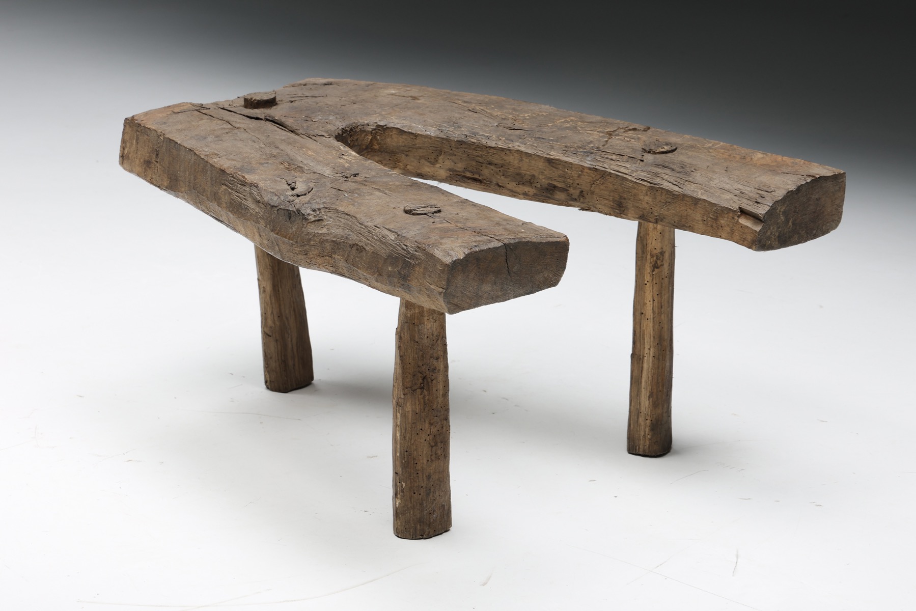 Circa 1900 rustic tripod side table stool