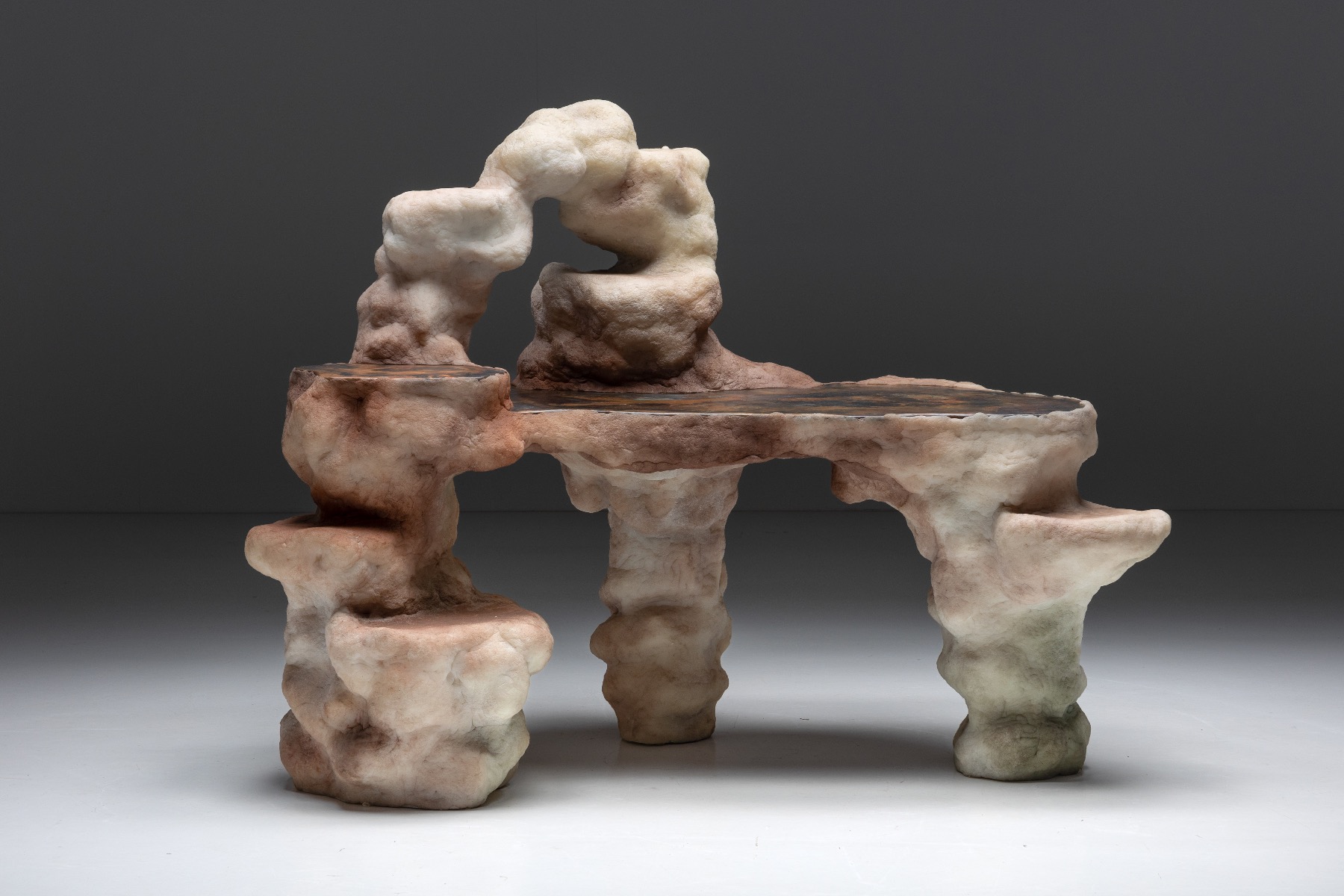 Designer desk and chair from lithic series by Elissa Lacoste