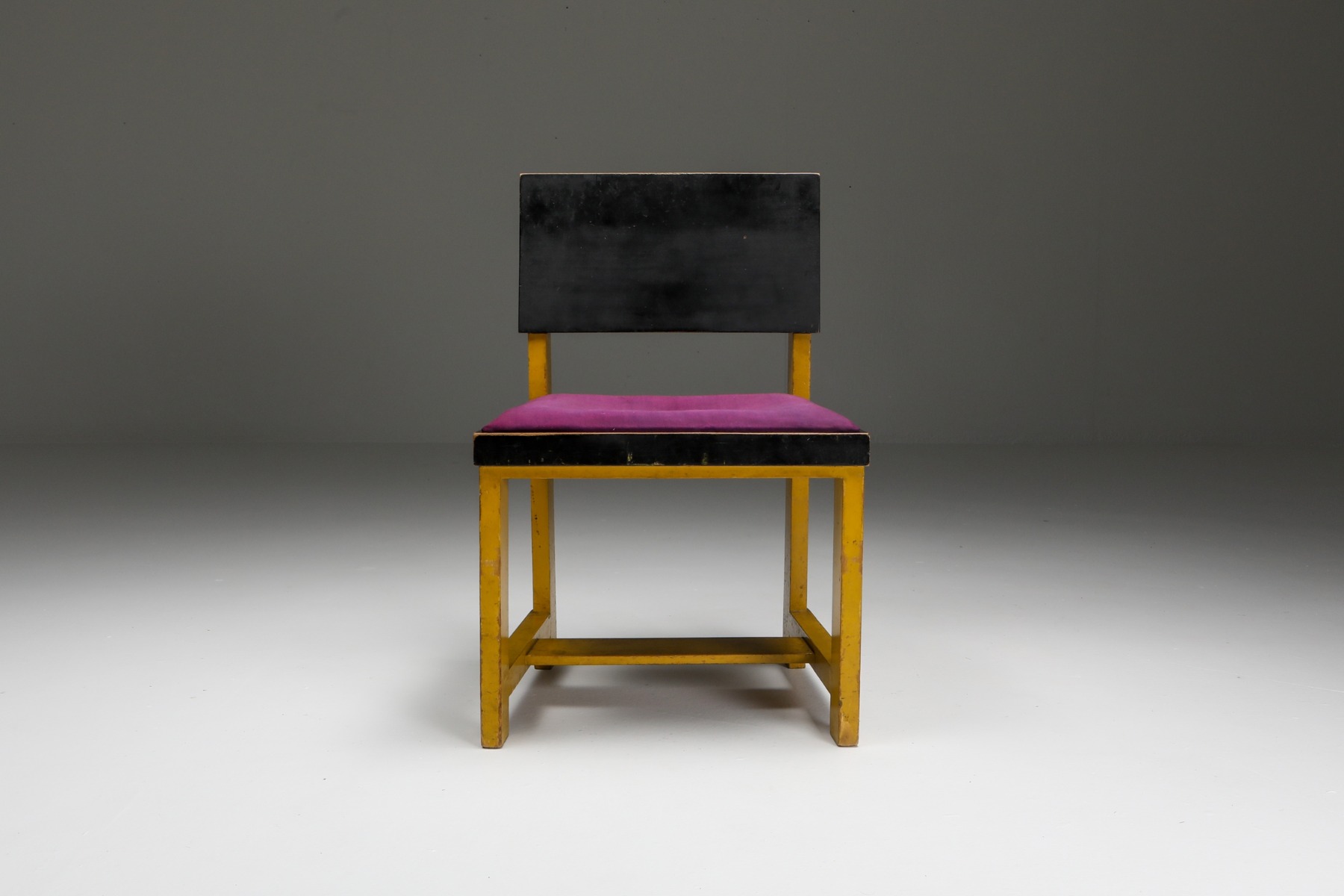 Dutch modernist chair by H Wouda in yellow