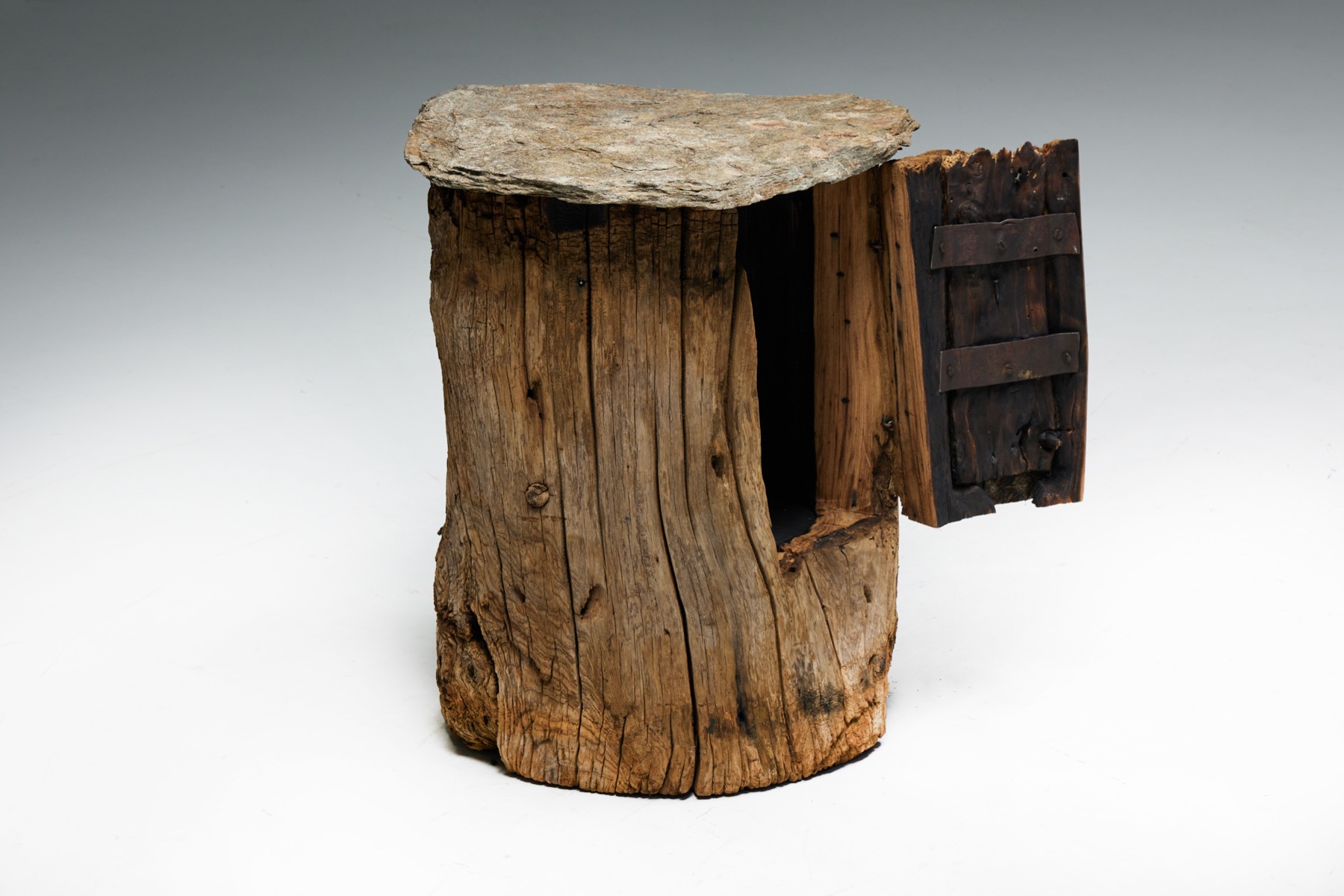 Early twentieth century French rustic stools in wood