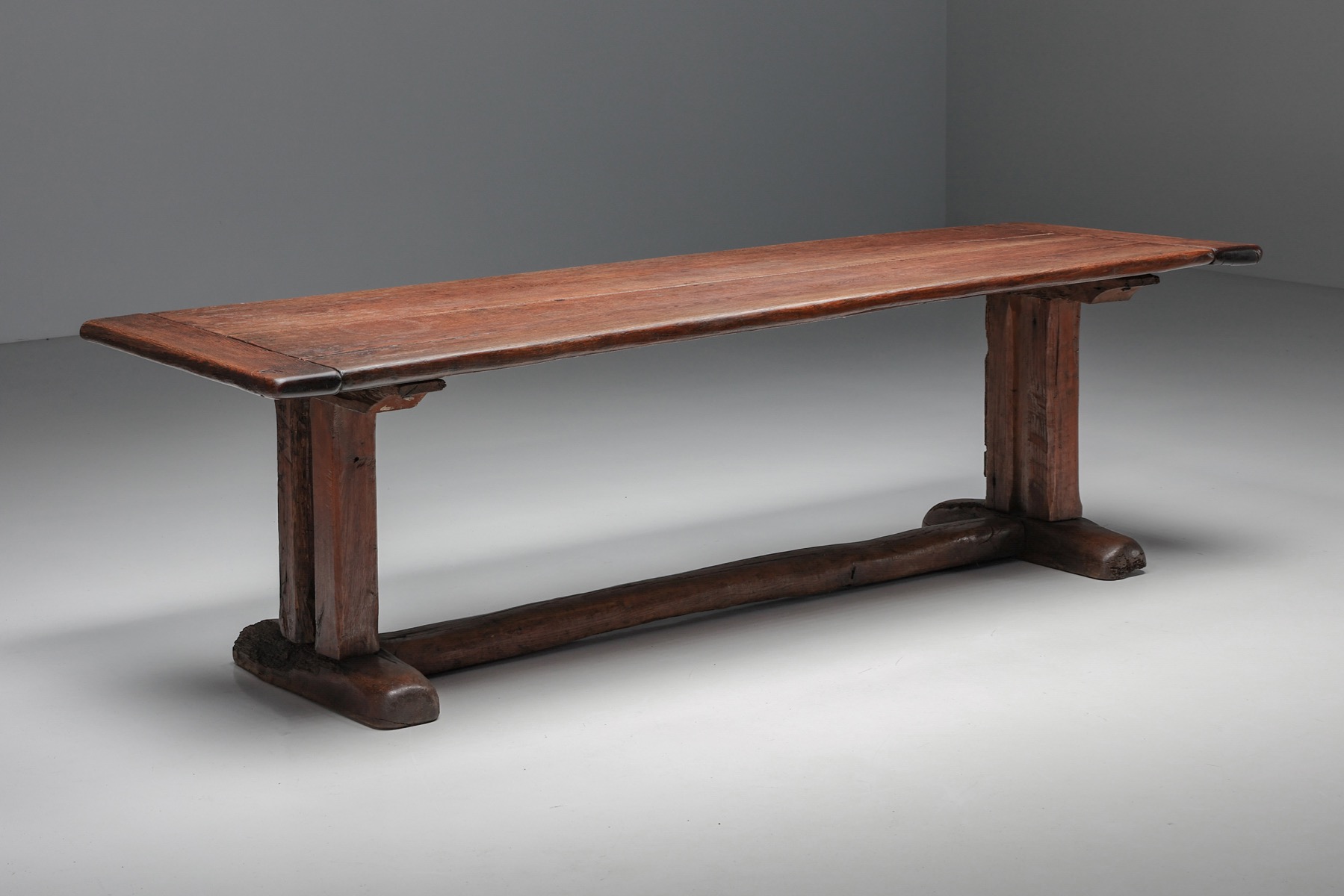 Farmhouse style wooden dining table from the 1940s