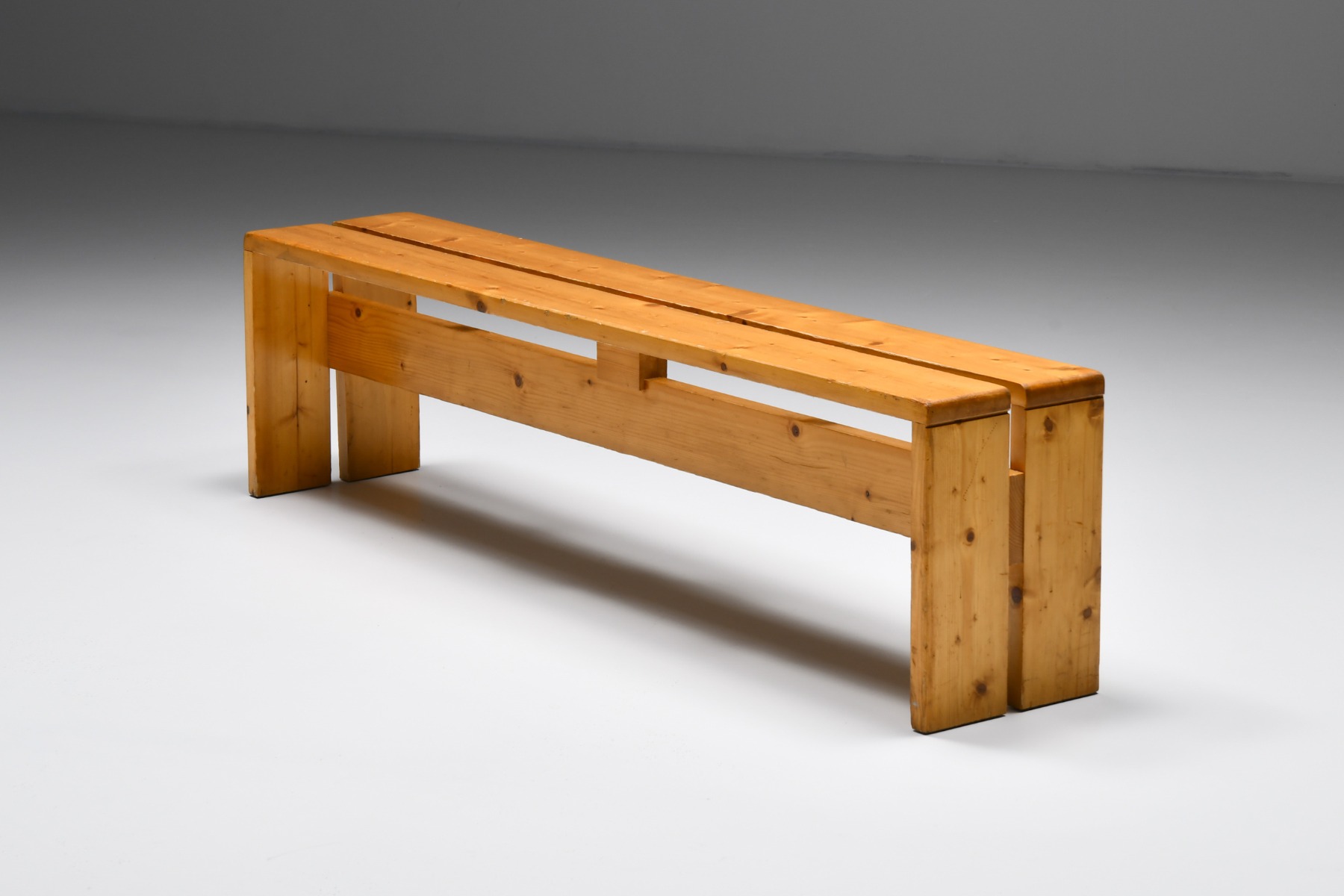 French design three seat bench by Charlotte Perriand Les Arcs